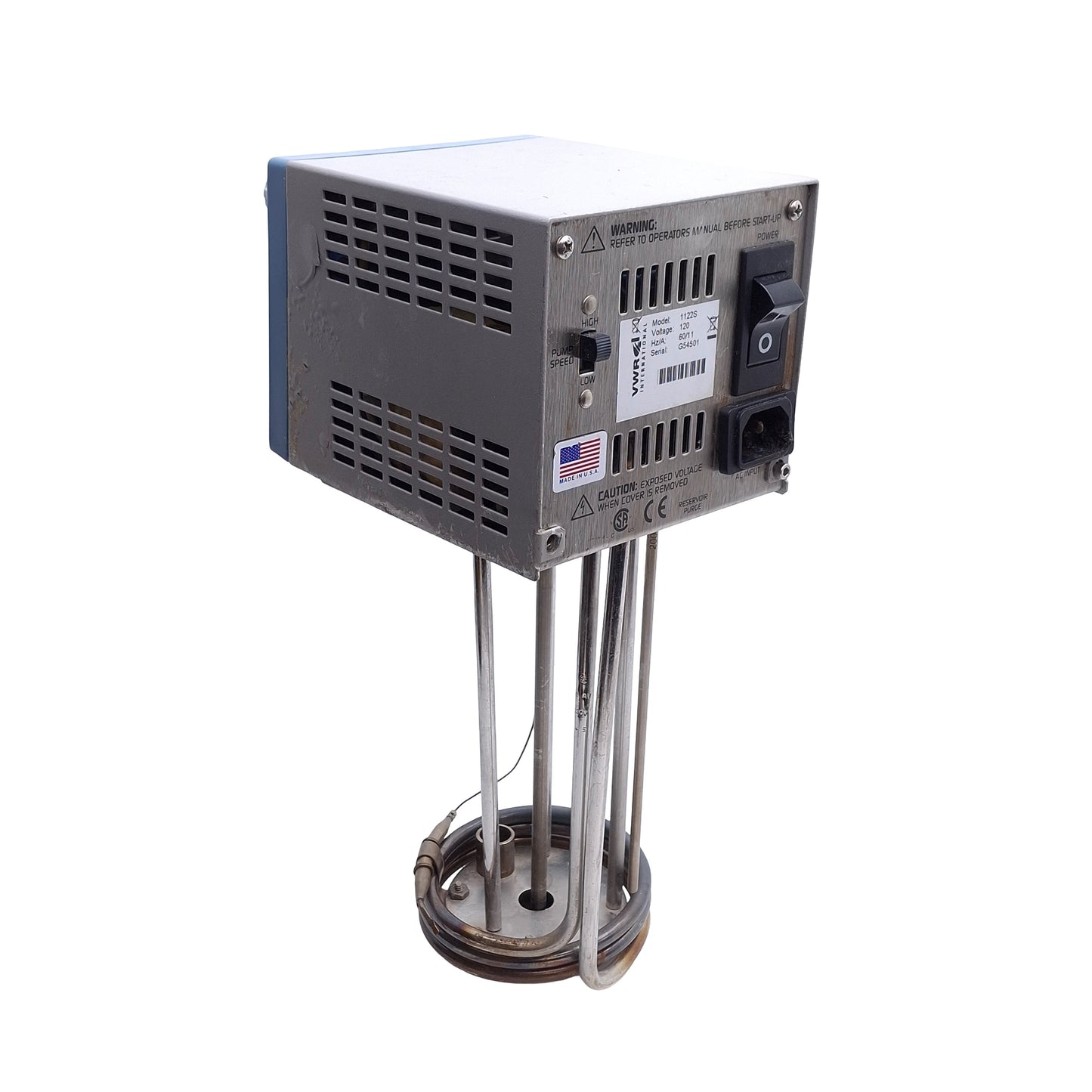 For parts or not working VWR 1122S Immersion Circulator 120VAC, +5° to 150°C **DAMAGED PLUG, SEE PHOTOS**