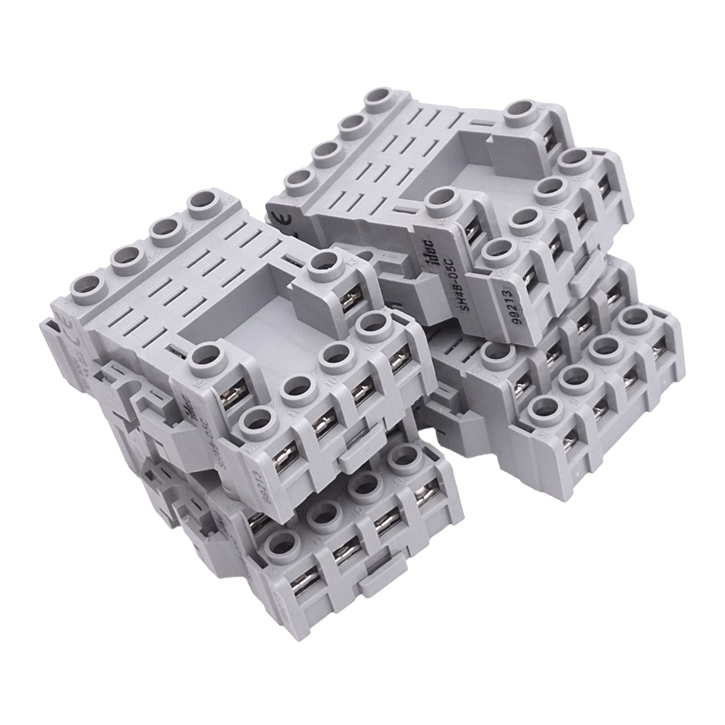 Used Lot of 4 IDEC SH4B-05C Relay Sockets, 14-Pin Blade, 300V 10A Max, DIN Rail