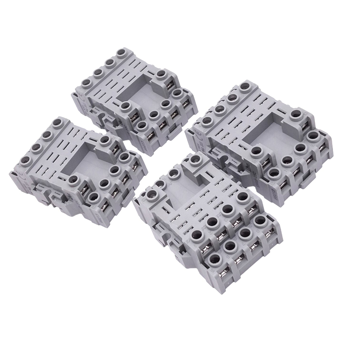 Used Lot of 4 IDEC SH4B-05C Relay Sockets, 14-Pin Blade, 300V 10A Max, DIN Rail