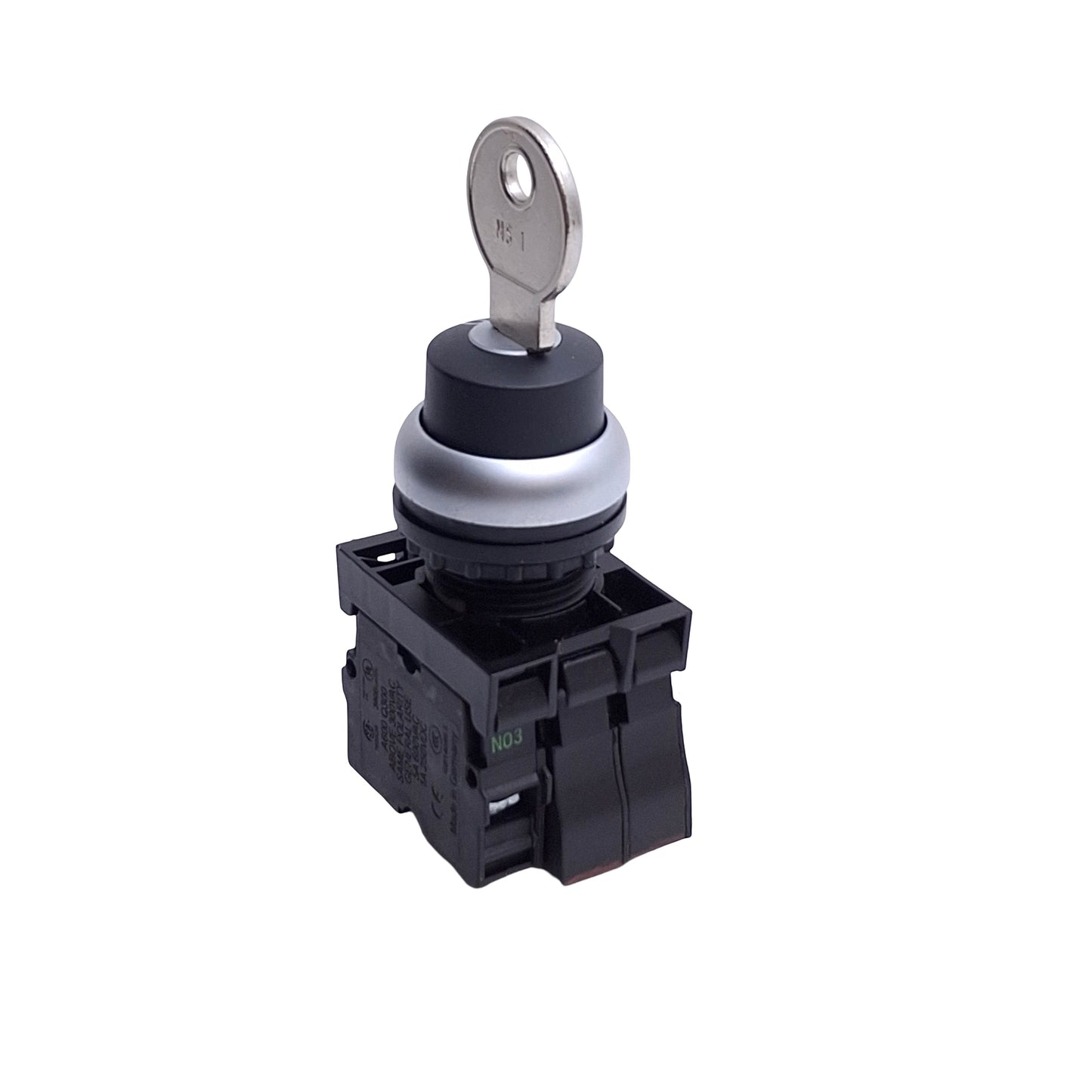 Used Eaton M22-WRMS1 Keyed Selector Switch, 2-Pos, Maintained, 3NO + 2NC, 600V 5A