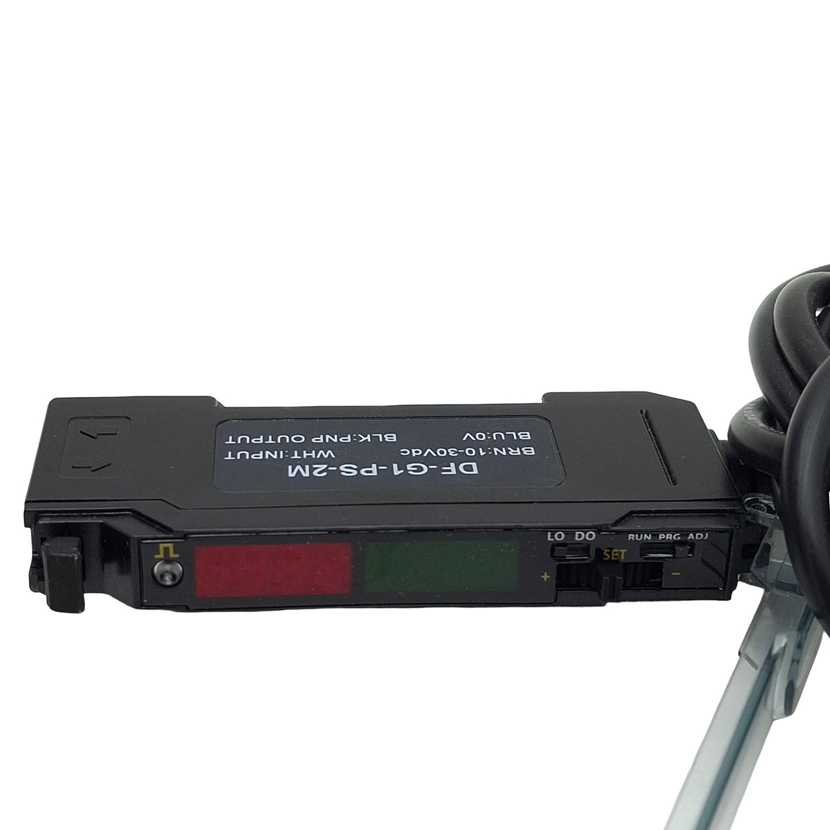 Used Banner DF-G1-PS-2M Fiber Optic Amplifier, PNP Out, 10-30VDC, 4-Wire Lead, 1.7m