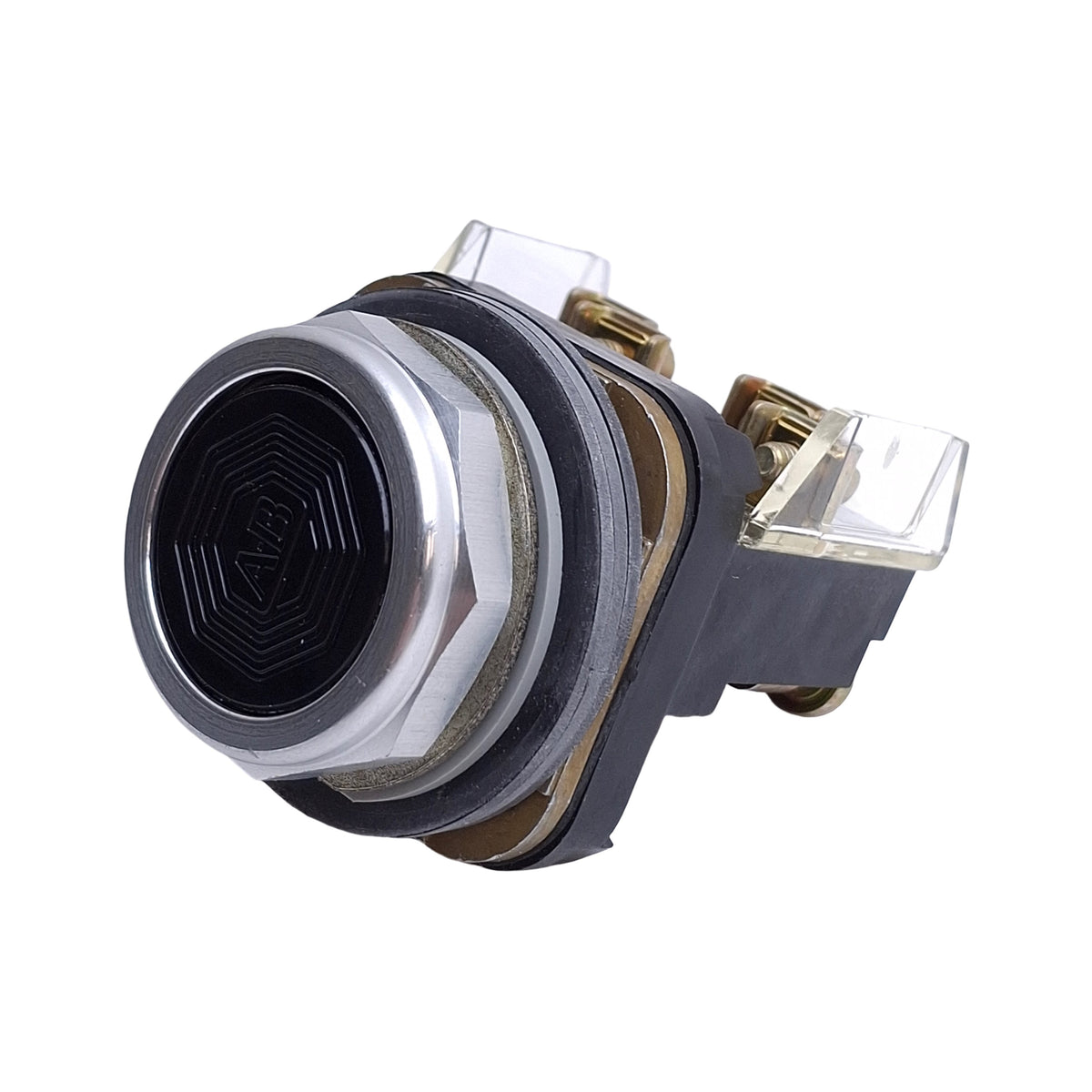 New – Open box Allen Bradley 800T-A2A Pushbutton Switch, Momentary, Flush, 30mm, Black, 1NO+1NC