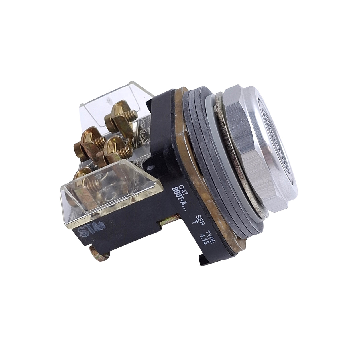 New – Open box Allen Bradley 800T-A2A Pushbutton Switch, Momentary, Flush, 30mm, Black, 1NO+1NC