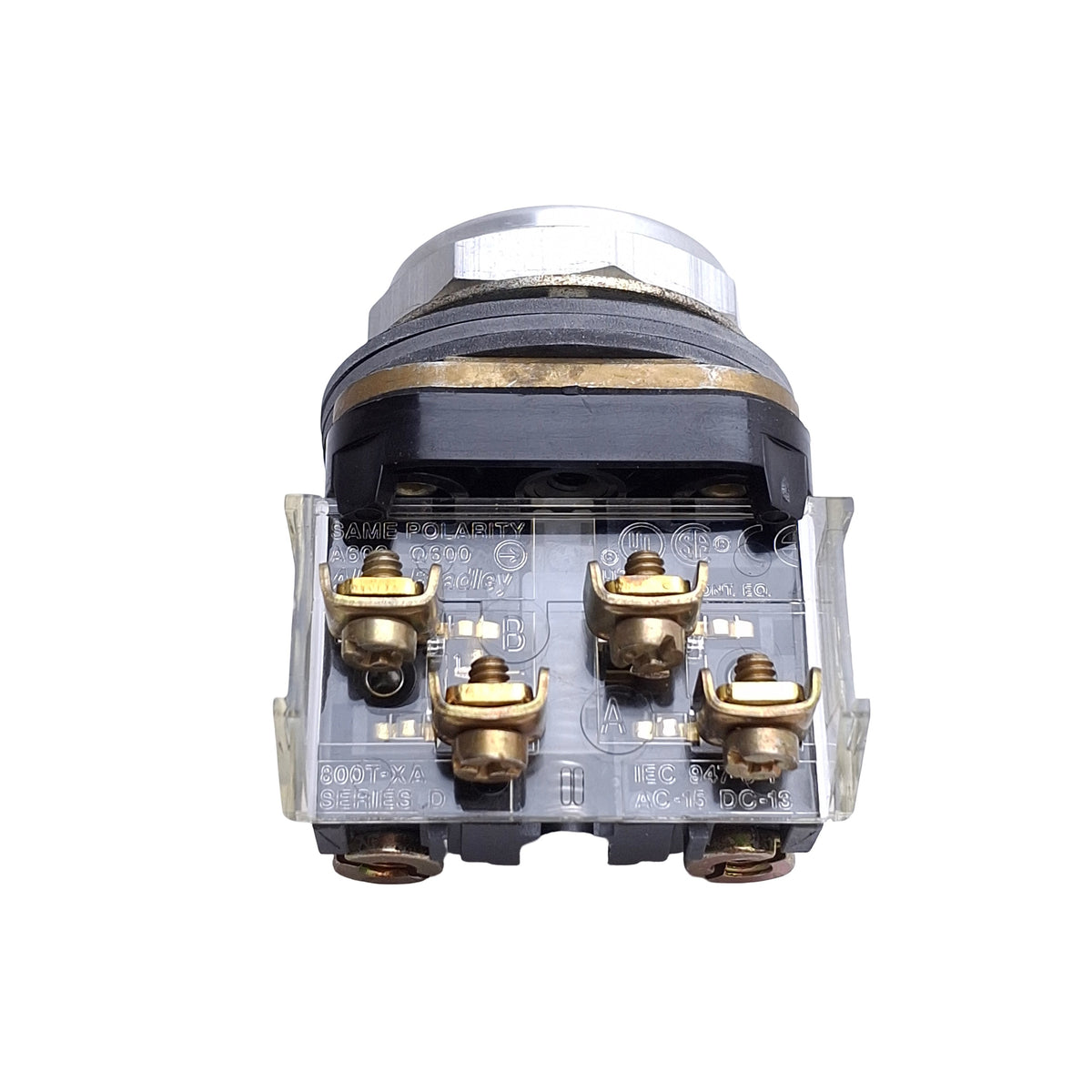New – Open box Allen Bradley 800T-A2A Pushbutton Switch, Momentary, Flush, 30mm, Black, 1NO+1NC