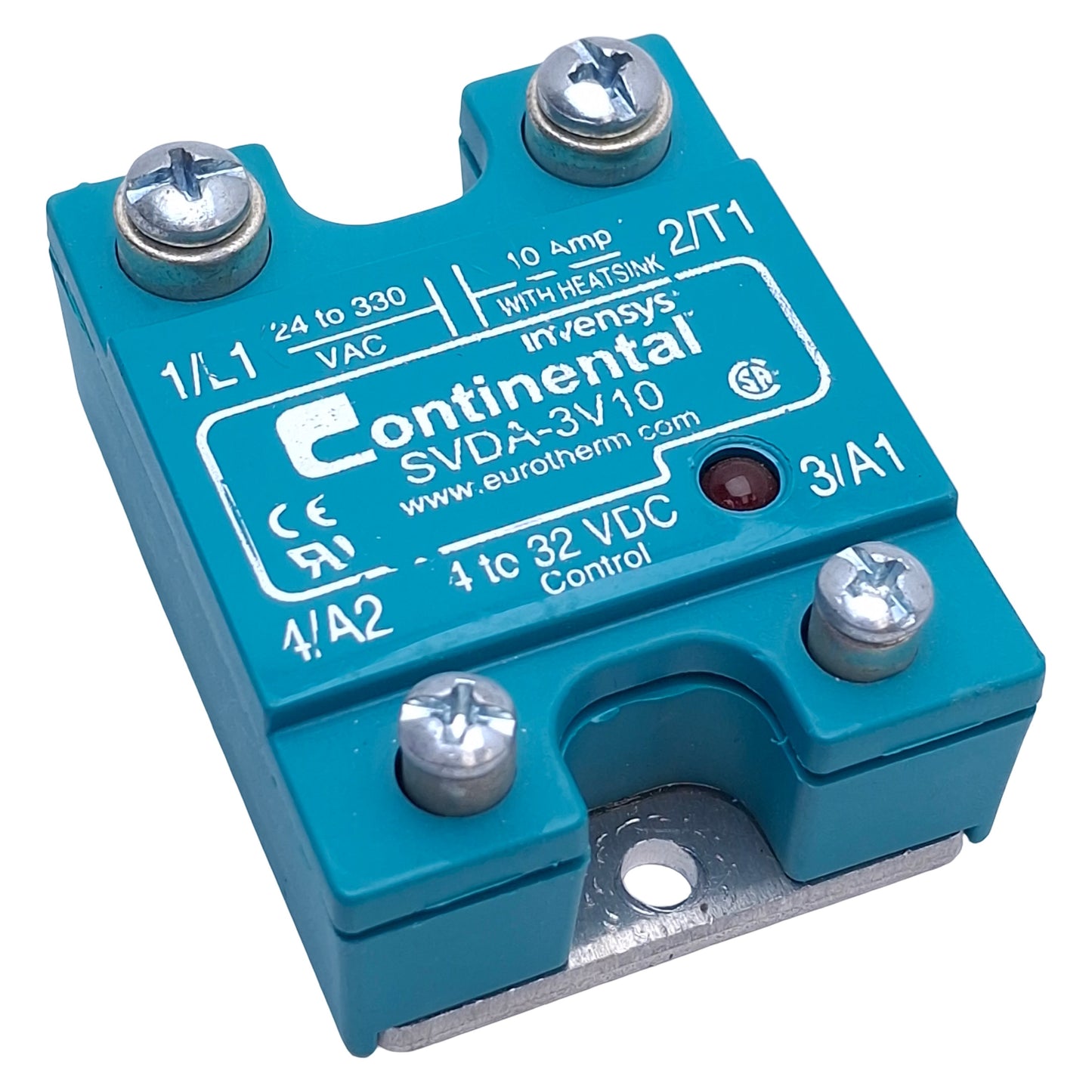 Used Continental SVDA-3V10 Solid State Relay 4-32VDC Input, 10A 24-300VAC Contact