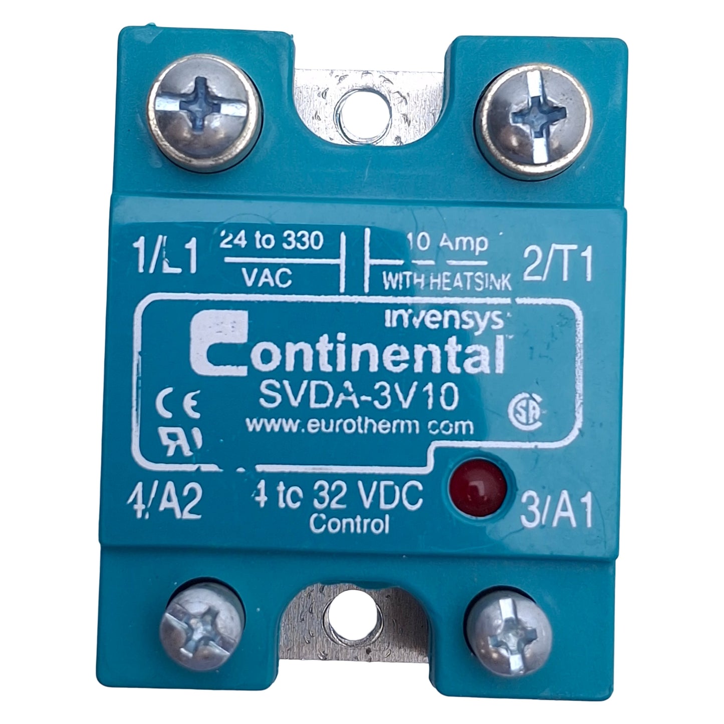 Used Continental SVDA-3V10 Solid State Relay 4-32VDC Input, 10A 24-300VAC Contact