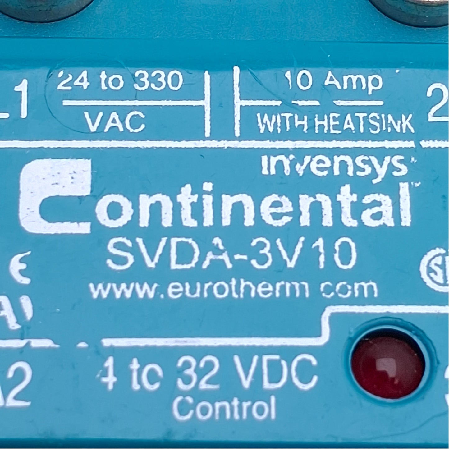 Used Continental SVDA-3V10 Solid State Relay 4-32VDC Input, 10A 24-300VAC Contact