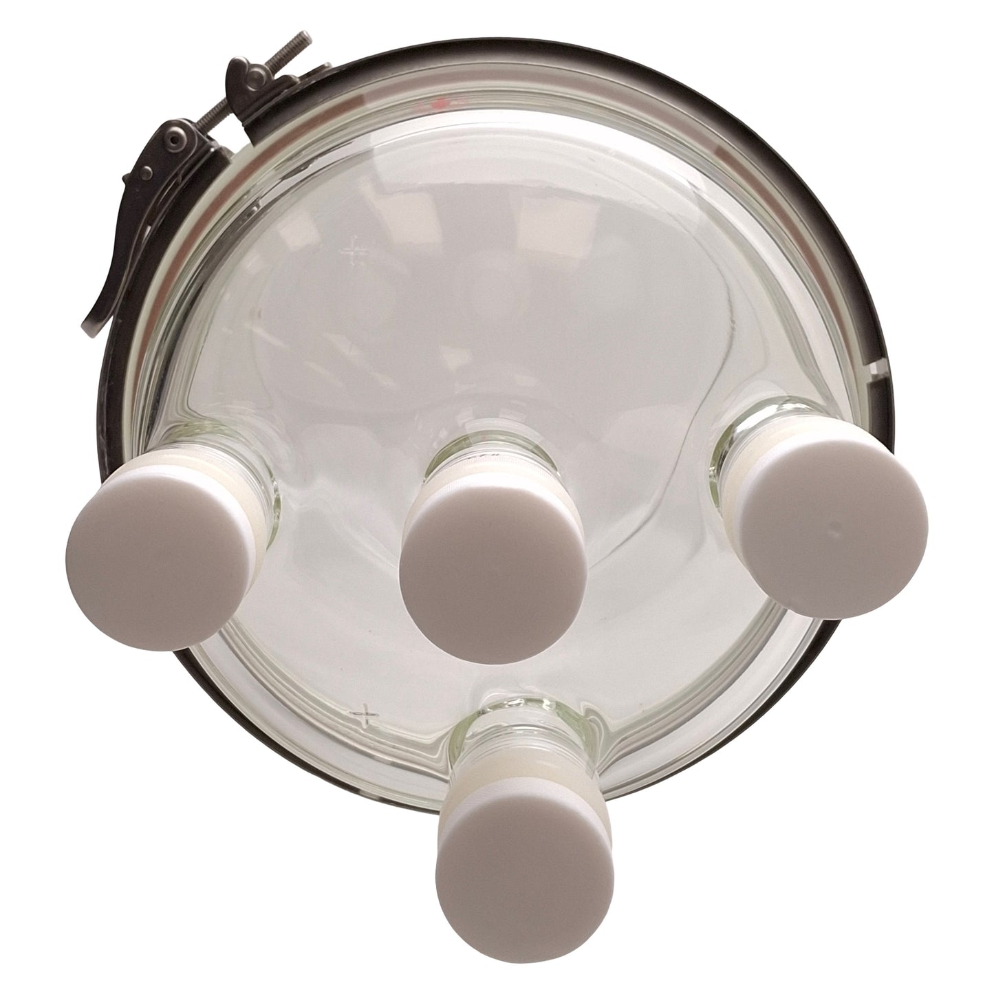 Used Ace Glass Reactor Chamber, 6L Base, 4x #25 Necks, Two-Piece, 8in Duran Flange