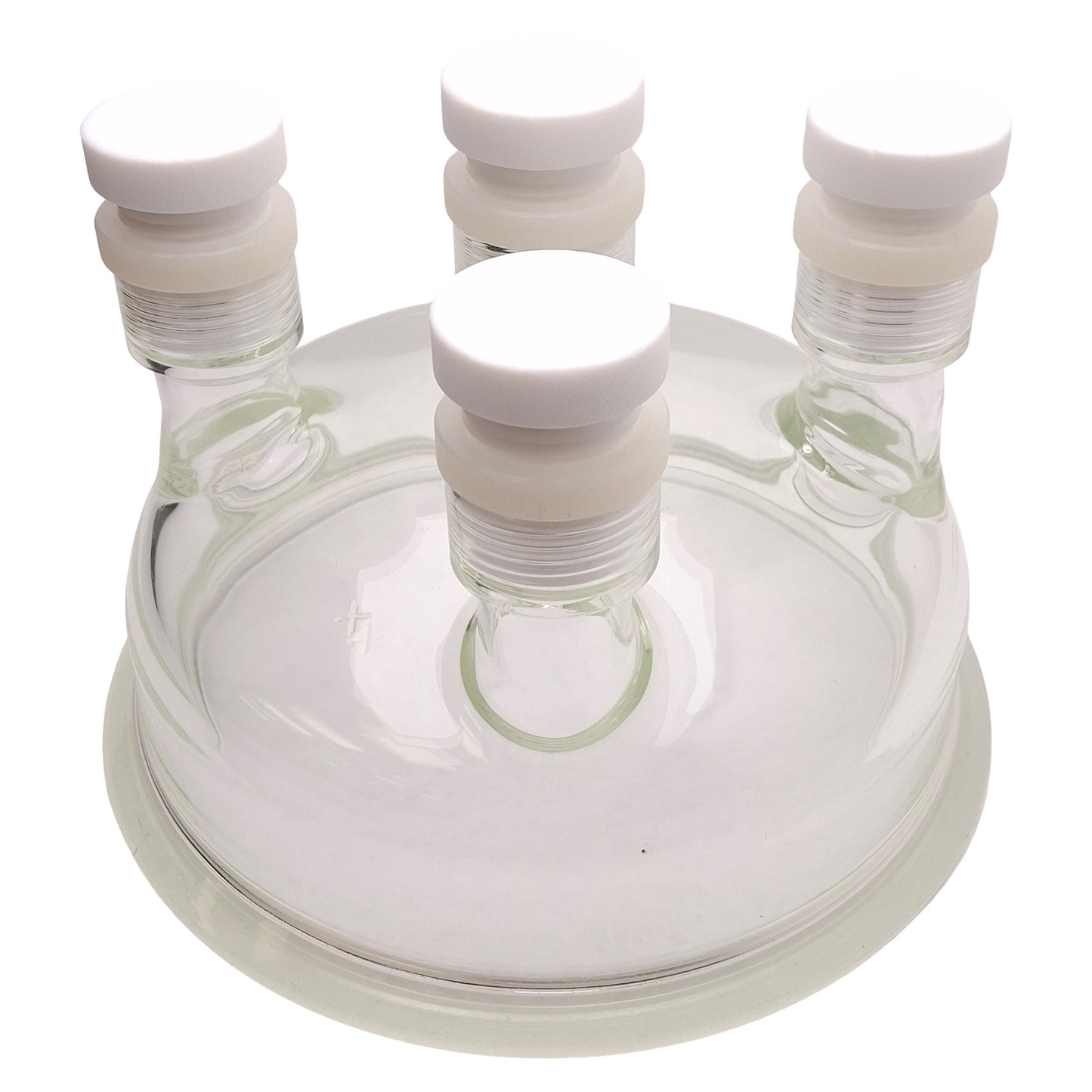 Used Ace Glass Reactor Chamber, 6L Base, 4x #25 Necks, Two-Piece, 8in Duran Flange
