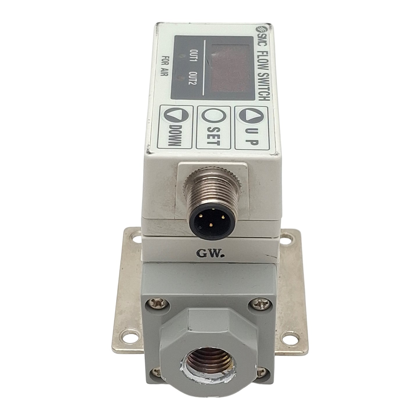 Used SMC PFA750-N02-27 Digital Flow Switch, NPN 12-24VDC, 5-50l/min, 0.5MPa, 4Pin M12
