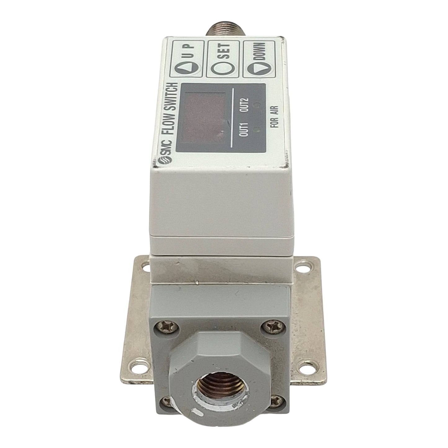 Used SMC PFA750-N02-27 Digital Flow Switch, NPN 12-24VDC, 5-50l/min, 0.5MPa, 4Pin M12