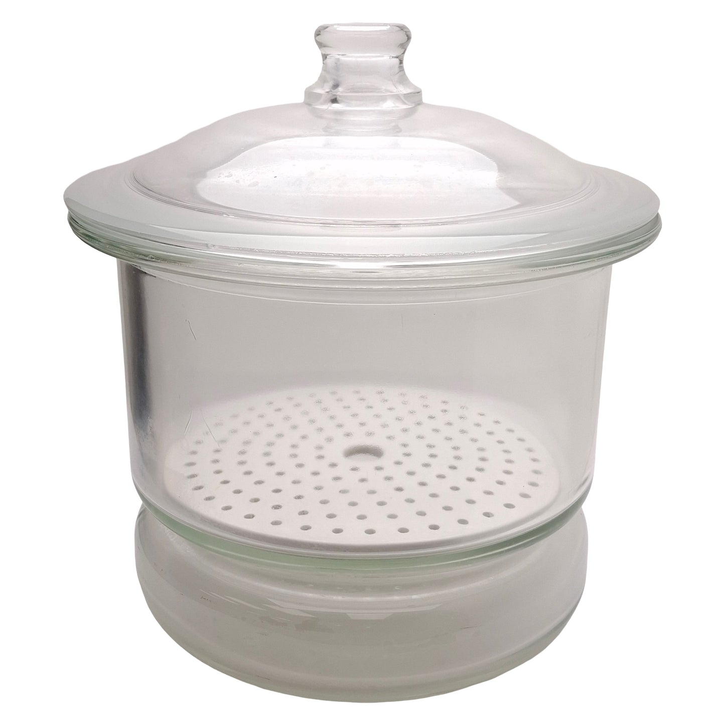 Used Fisher Scientific 08-615B Glass Desiccator Jar w/ Porcelain Plate, ø250mm ID