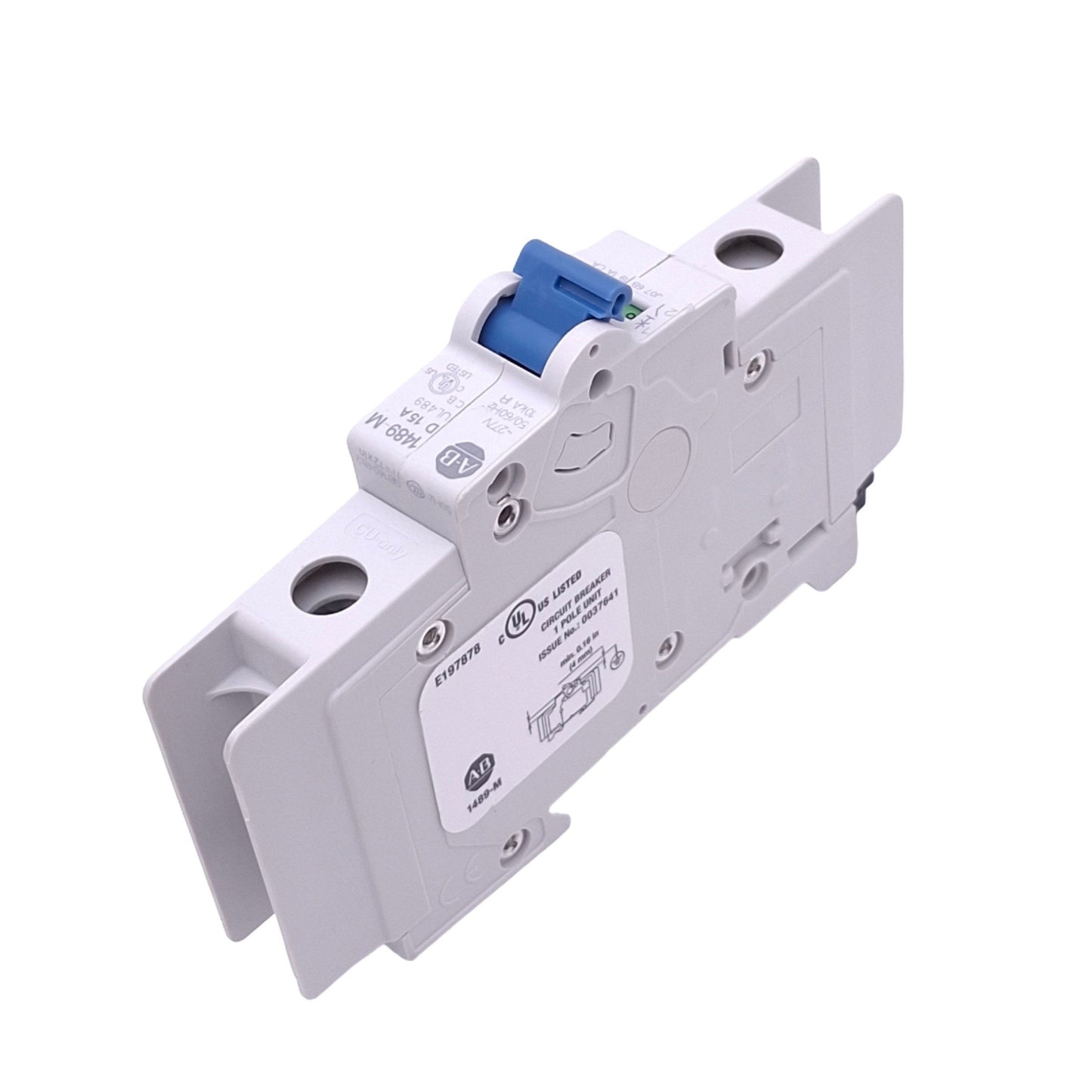 New – Open box Allen Bradley 1489-M1D150 Circuit Breaker, 1-Pole 15A, 277VAC Max, DIN Rail