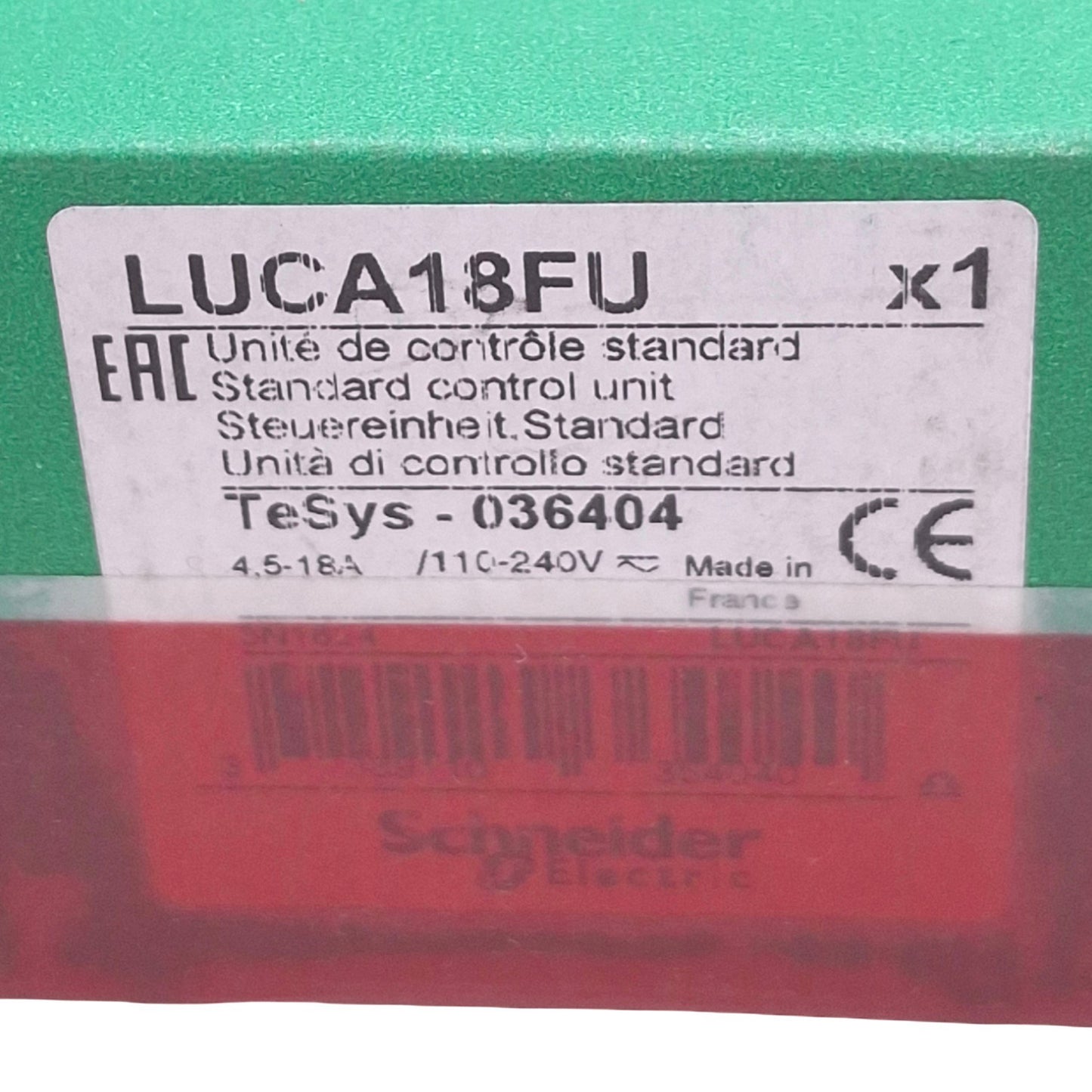 New Schneider Electric LUCA18FU TeSys Control Unit, 4.5-18A, 110-240VAC/DC Coil