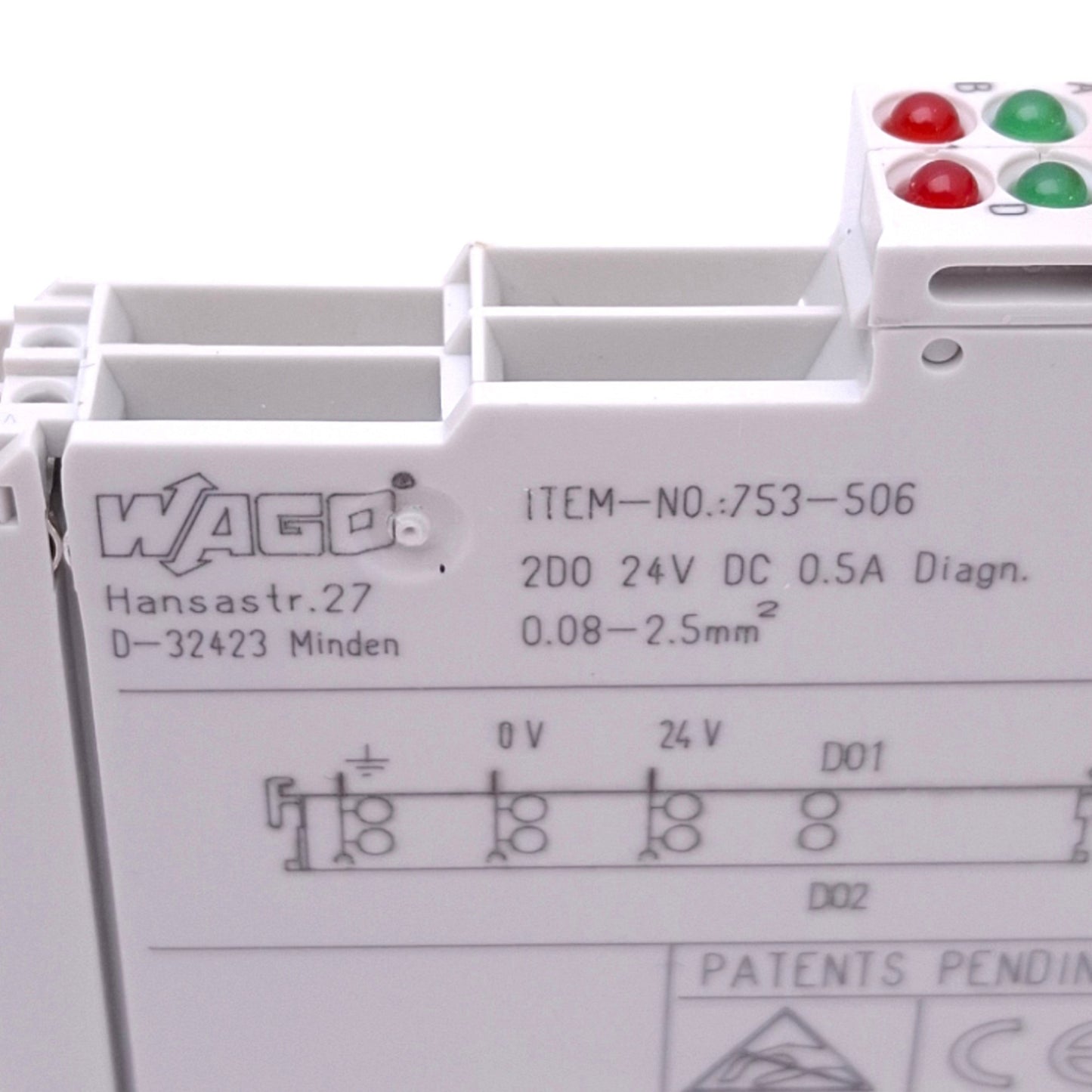 New Wago 753-506 Digital Output Module for WAGO-I/O, 2-Channel, 24VDC 0.5A, DIN Rail