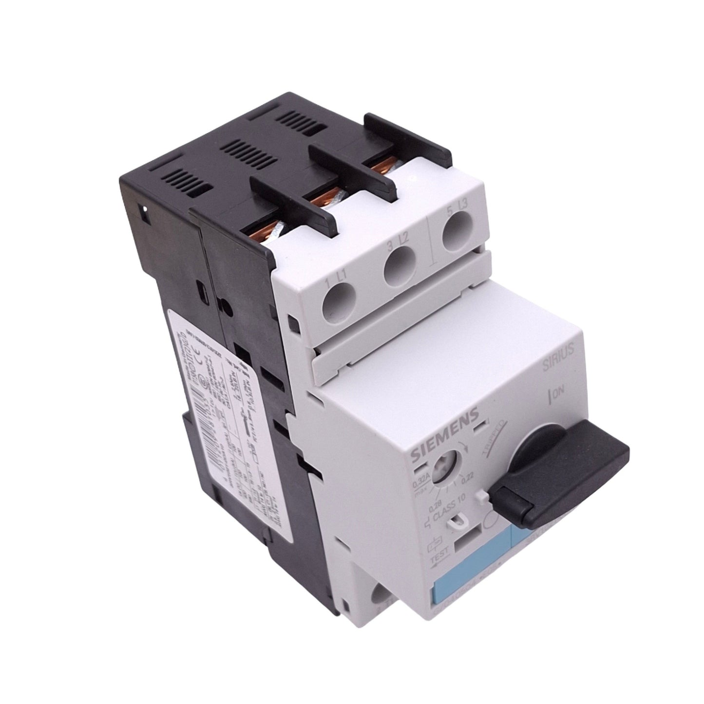 New – Open box Siemens 3RV1021-0DA10 SIRIUS Motor Circuit Breaker, 0.22-0.32A, 3-Pole, 0.09kW