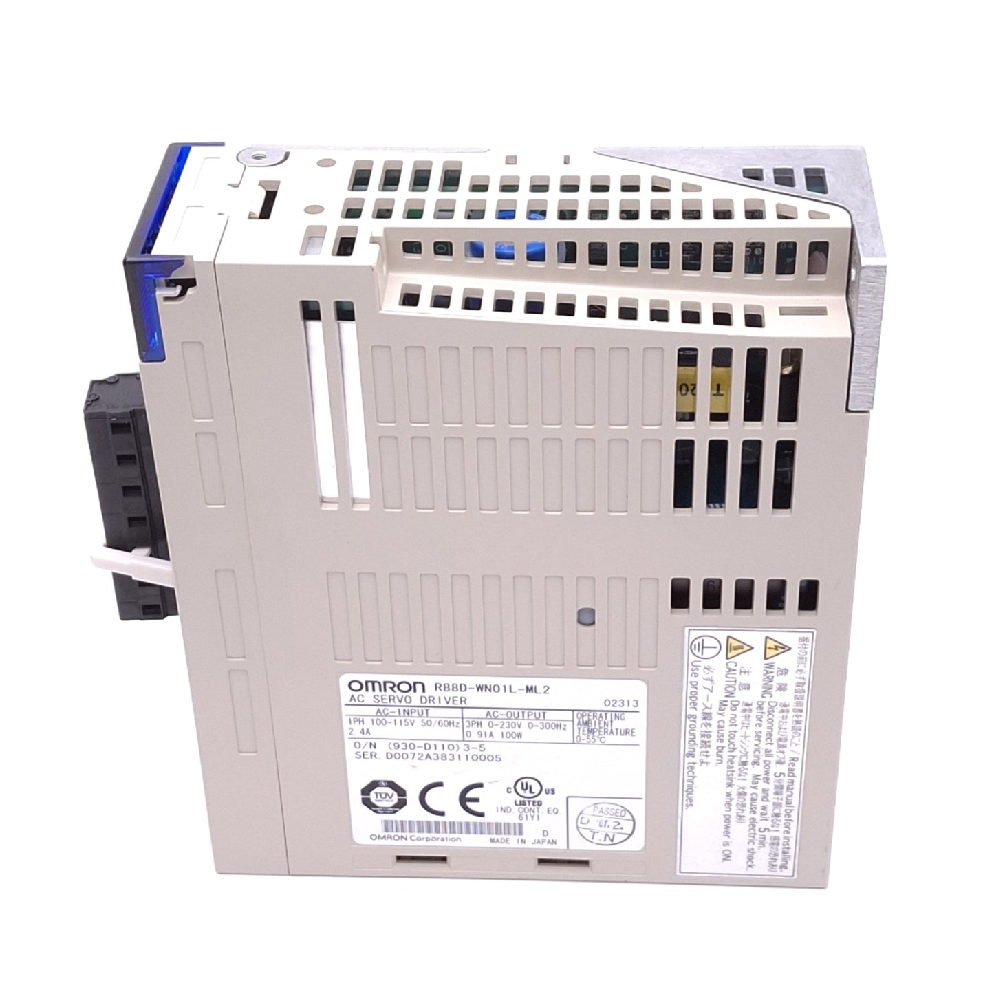 Used Omron R88D-WN01L-ML2 AC Servo Driver, 3ph 0-230VAC 0-300Hz Out, 100W Max