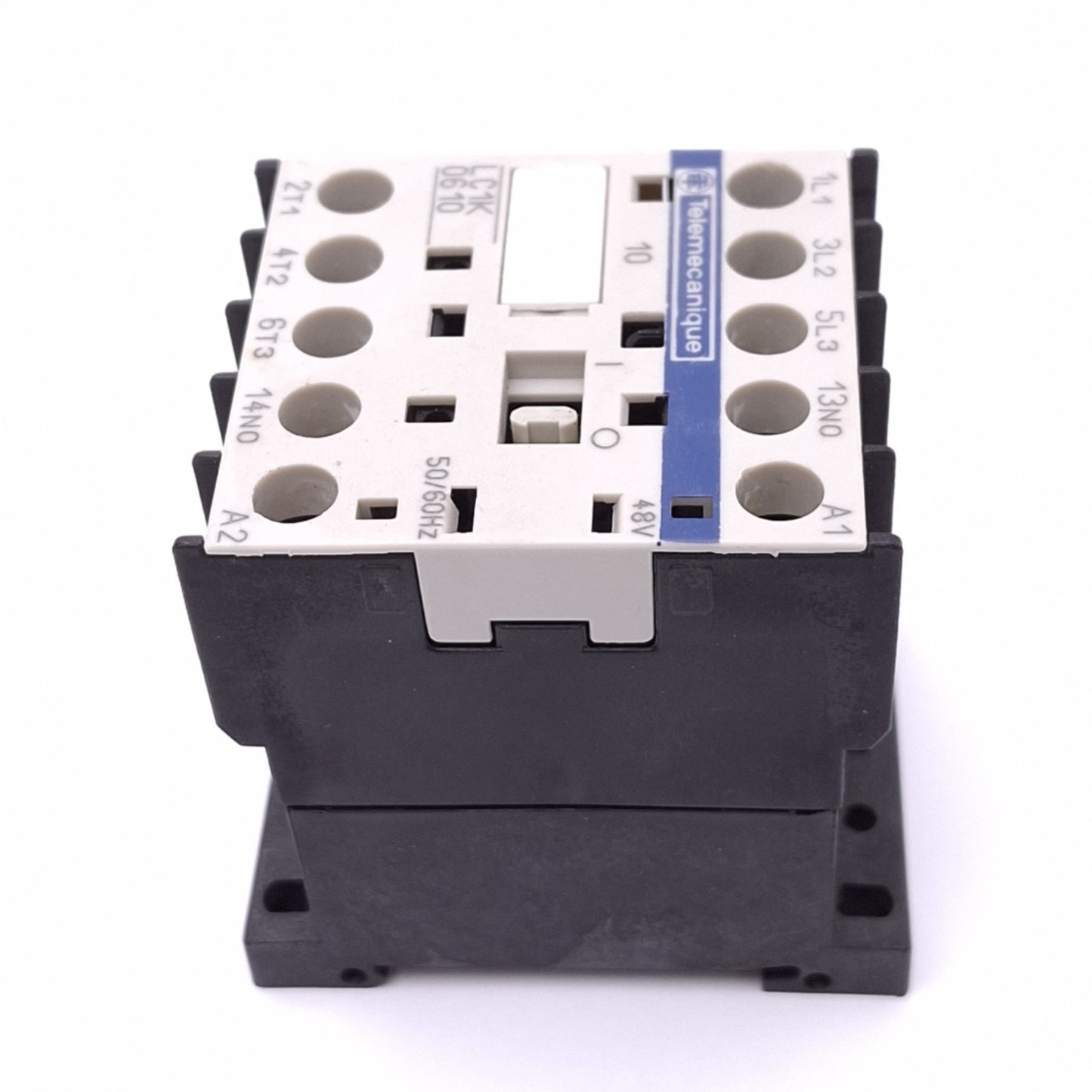 Used Telemecanique LC1K0610E7 Contactor, 3-Pole NO, 1NO Aux, 15A Max, 48VAC Coil