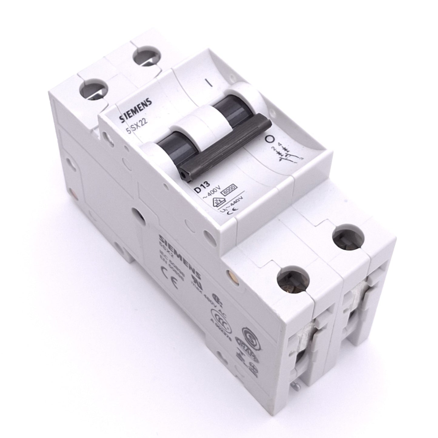 New – Open box Siemens 5SX22D13 Circuit Breaker, 2-Pole 13A, 400VAC Max, DIN Rail
