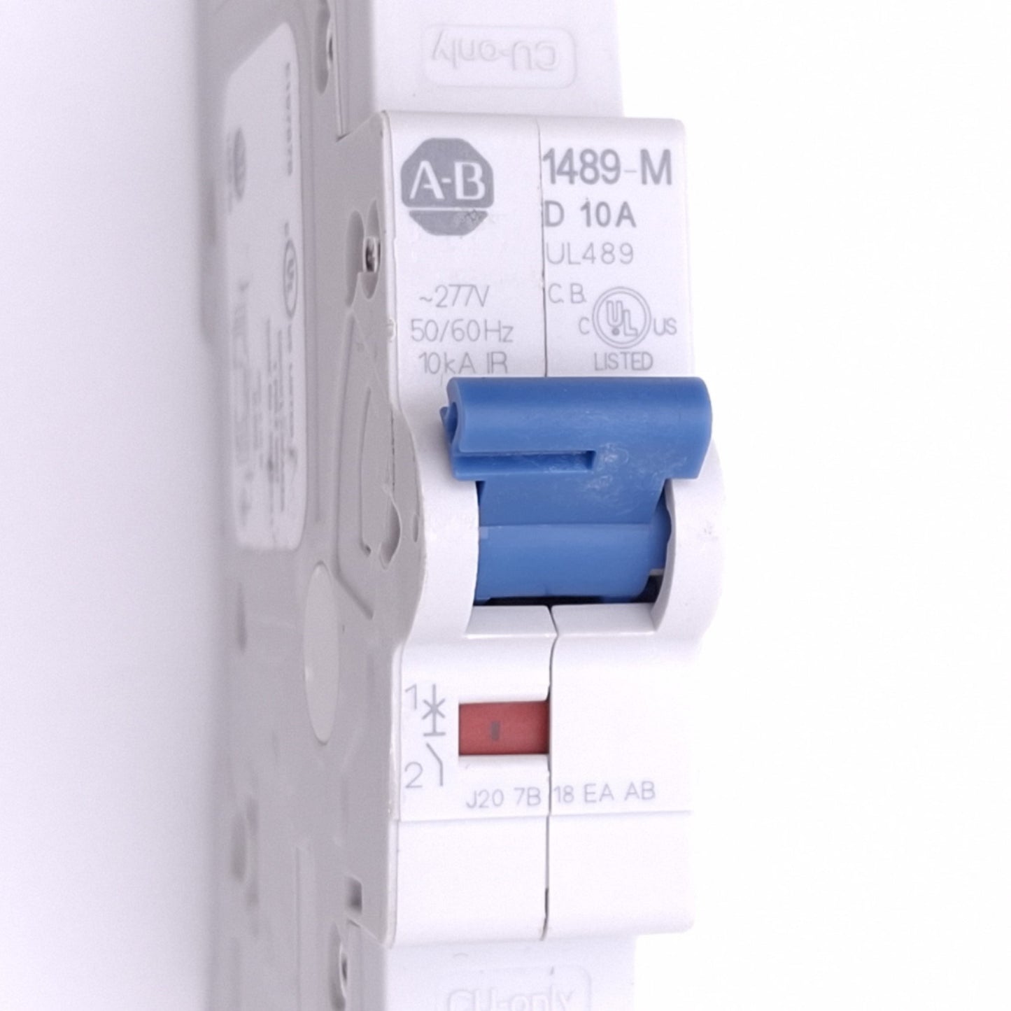 Used Allen Bradley 1489-M1D100 Circuit Breaker, 1-Pole 10A, 277VAC Max, DIN Rail