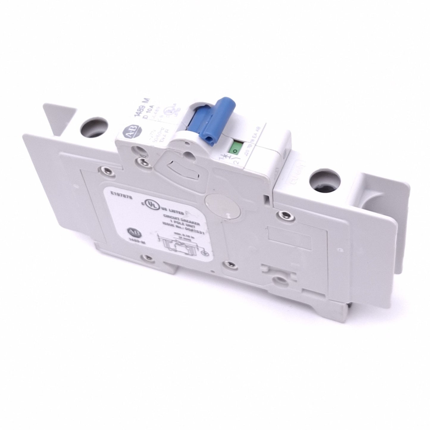 Used Allen Bradley 1489-M1D100 Circuit Breaker, 1-Pole 10A, 277VAC Max, DIN Rail