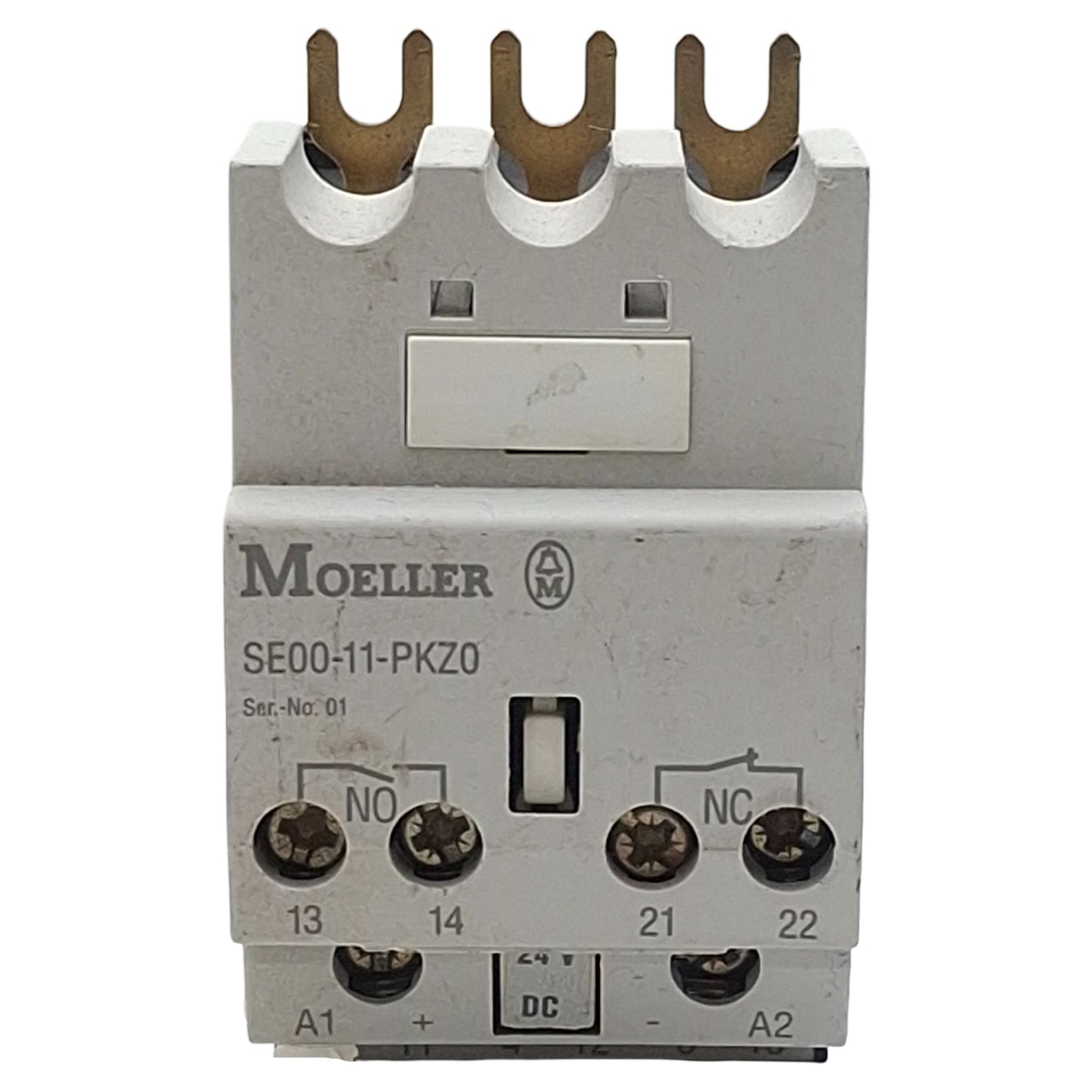 Used Moeller SE00-11-PKZ0 Contactor, 3-Pole 1NC 1NO, 11A 600VAC, 24VDC Coil