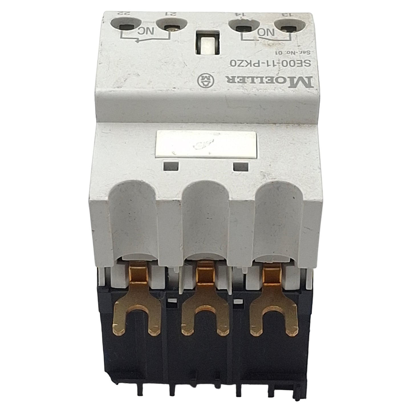 Used Moeller SE00-11-PKZ0 Contactor, 3-Pole 1NC 1NO, 11A 600VAC, 24VDC Coil