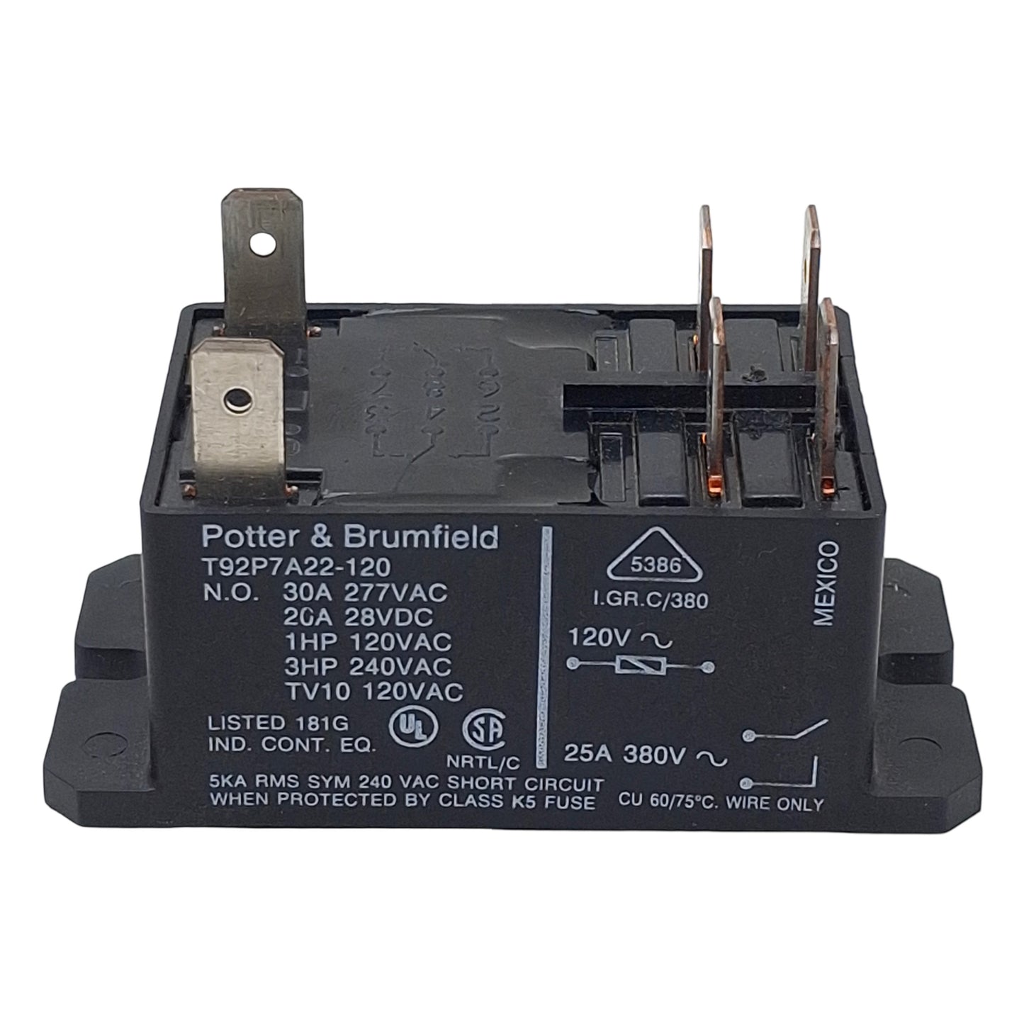 New Potter & Brumfield T92P7A22-120 Power Relay, DPST-NO, 30A 277VAC, 120VAC Coil