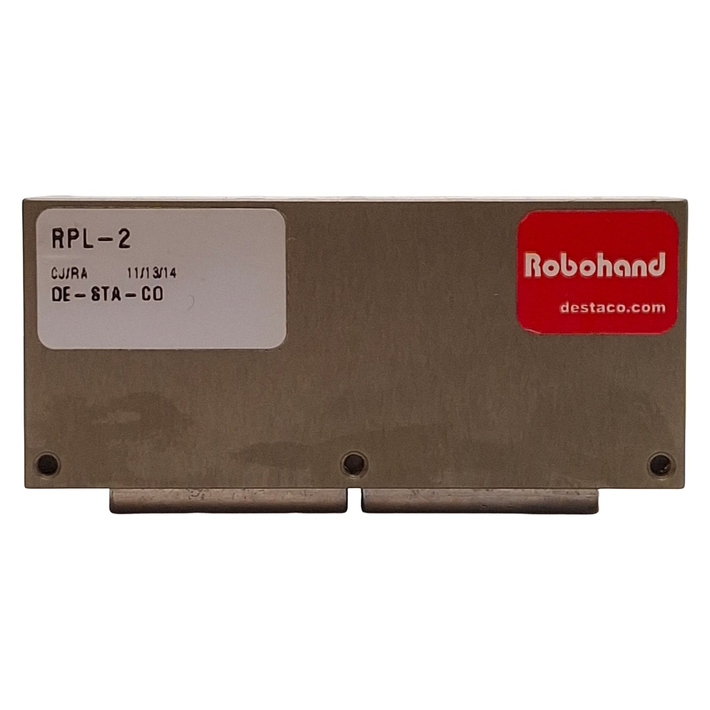 Used Destaco RPL-2 Robohand Parallel Gripper, 0.50in Stroke, 5-100psi, #10-32 Ports