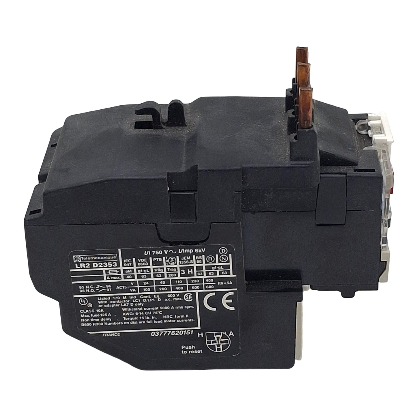 Used Telemecanique LR2D2353 Thermal Overload Relay, 3-Pole 1NO+1NC, 23-32A, 600VAC