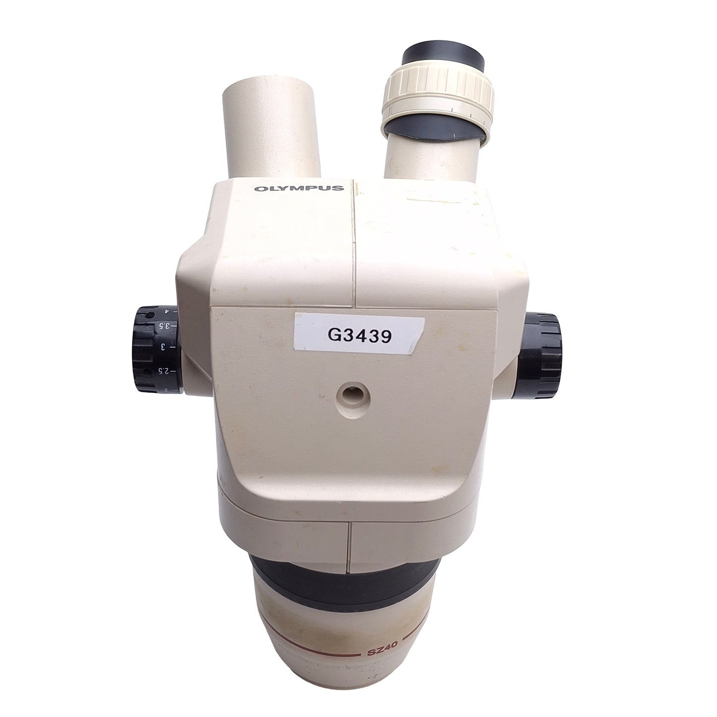 Used Olympus SZ4045 Microscope Head, 110mm WD, 0.67x ~ 4x Mag. *No Eyepieces*
