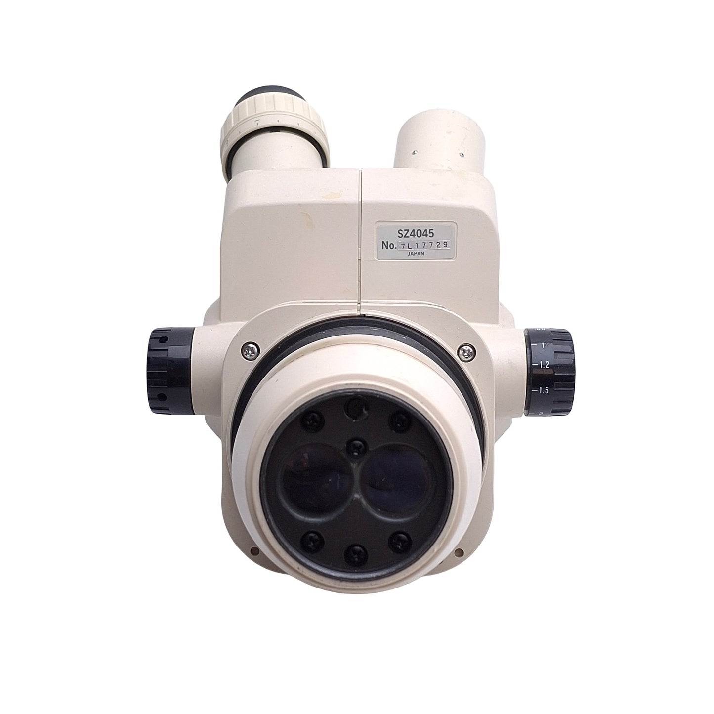 Used Olympus SZ4045 Microscope Head, 110mm WD, 0.67x ~ 4x Mag. *No Eyepieces*