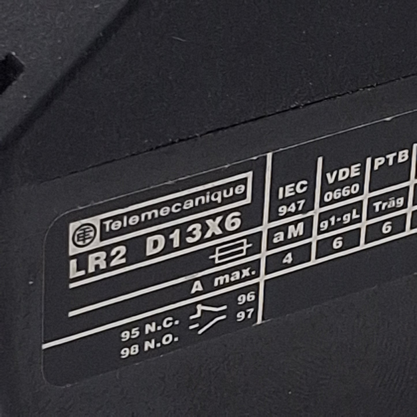Used Telemecanique LR2D13X6 Thermal Overload Relay, 3-Pole 1NC+1NO, 1.25-2A, 600VAC