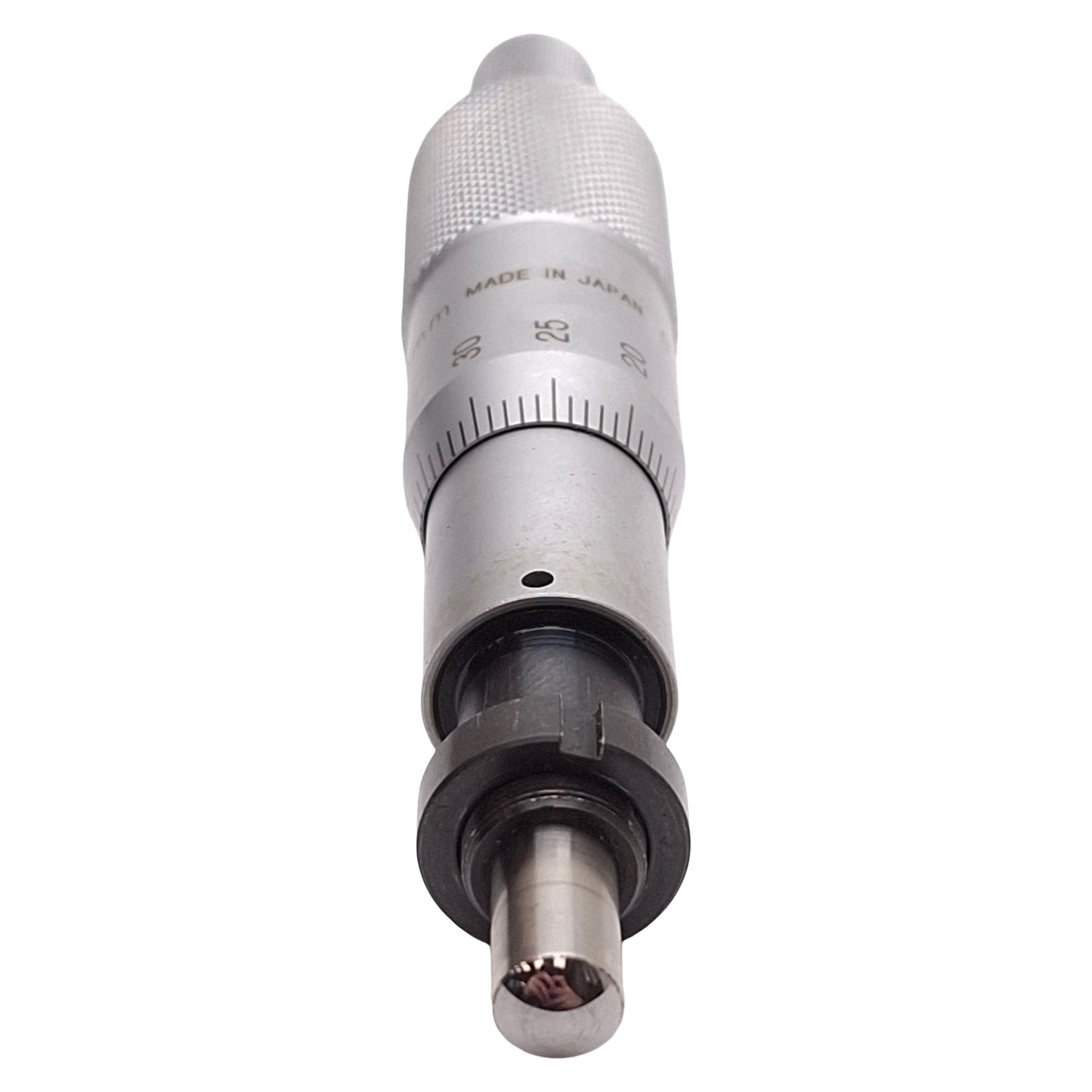 Used Mitutoyo 150-802 Ratchet Micrometer Head w/ Clamp Nut, 0-25mm Range, 0.01mm Grad