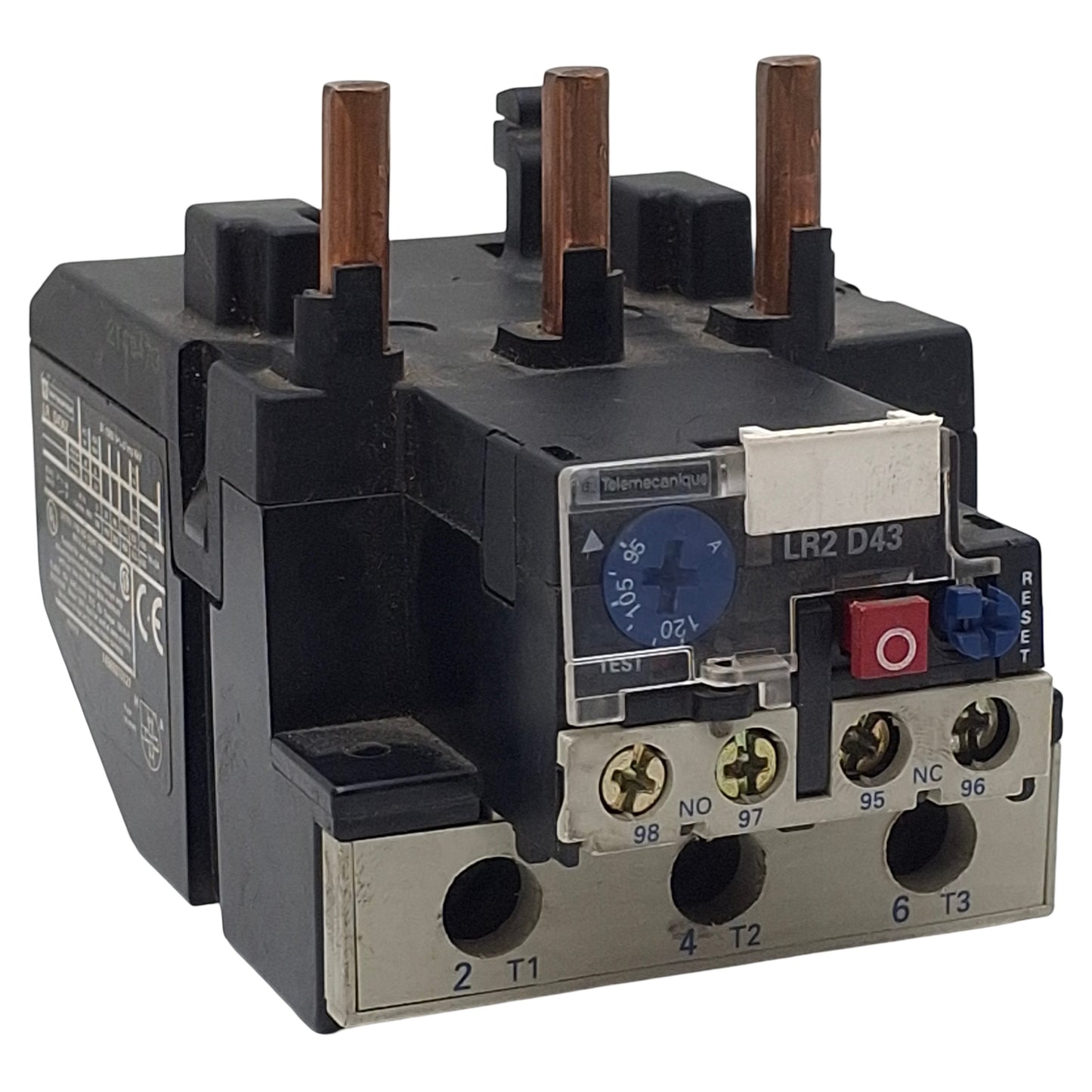 Used Telemecanique LR2D4367 Thermal Overload Relay, 3-Pole 1NC+1NO, 95-120A, 600VAC