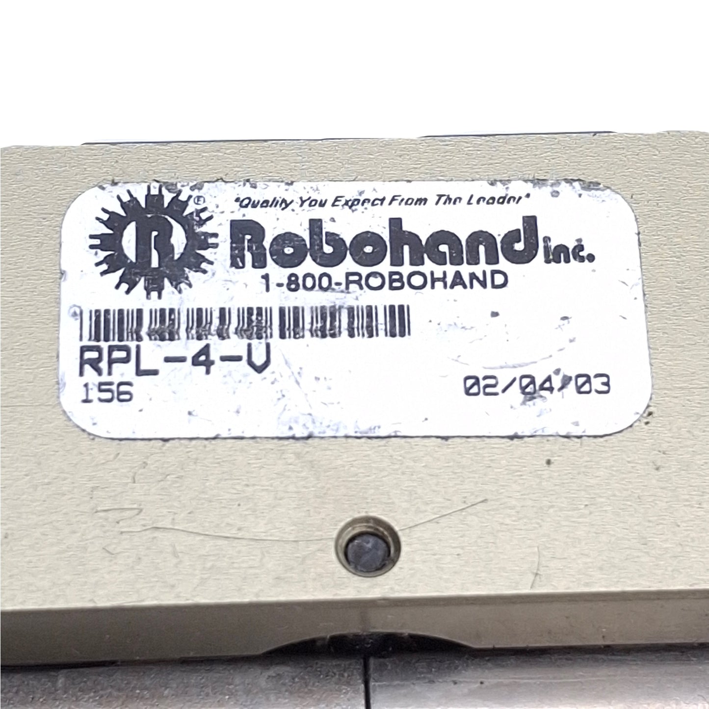 Used Robohand RPL-4-V 2-Jaw Precision Parallel Gripper 25.4mm Stroke, 0.3-7bar, 160N