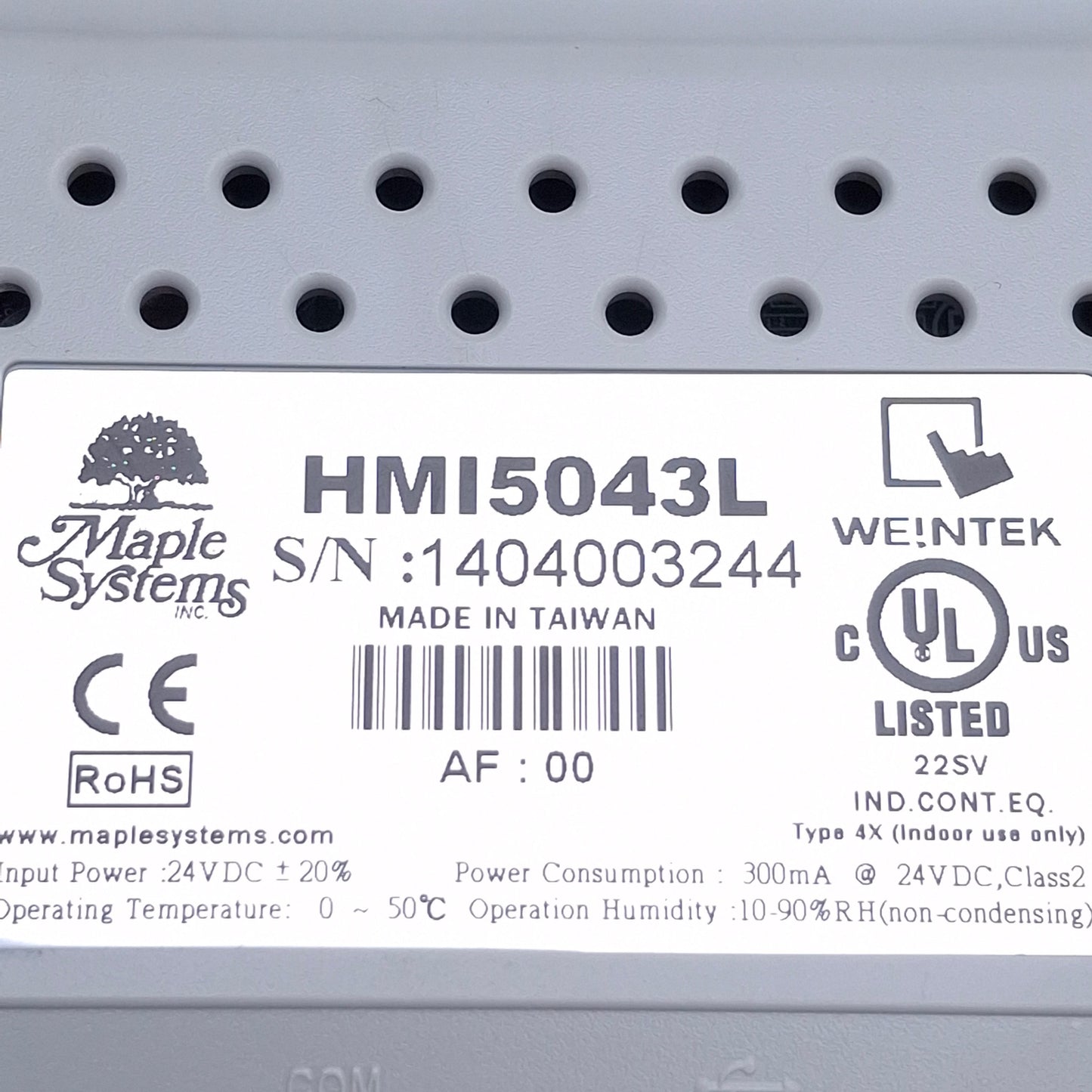 Used Maple Systems HMI5043L Touchscreen HMI 4.3" Display, TFT Color, 480x272, 24VDC