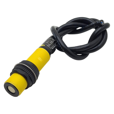 Used Banner S18UIA Ultrasonic Sensor, 30-300mm Range, 10-30VDC, 4-20mA, 5-Wire, 0.5m