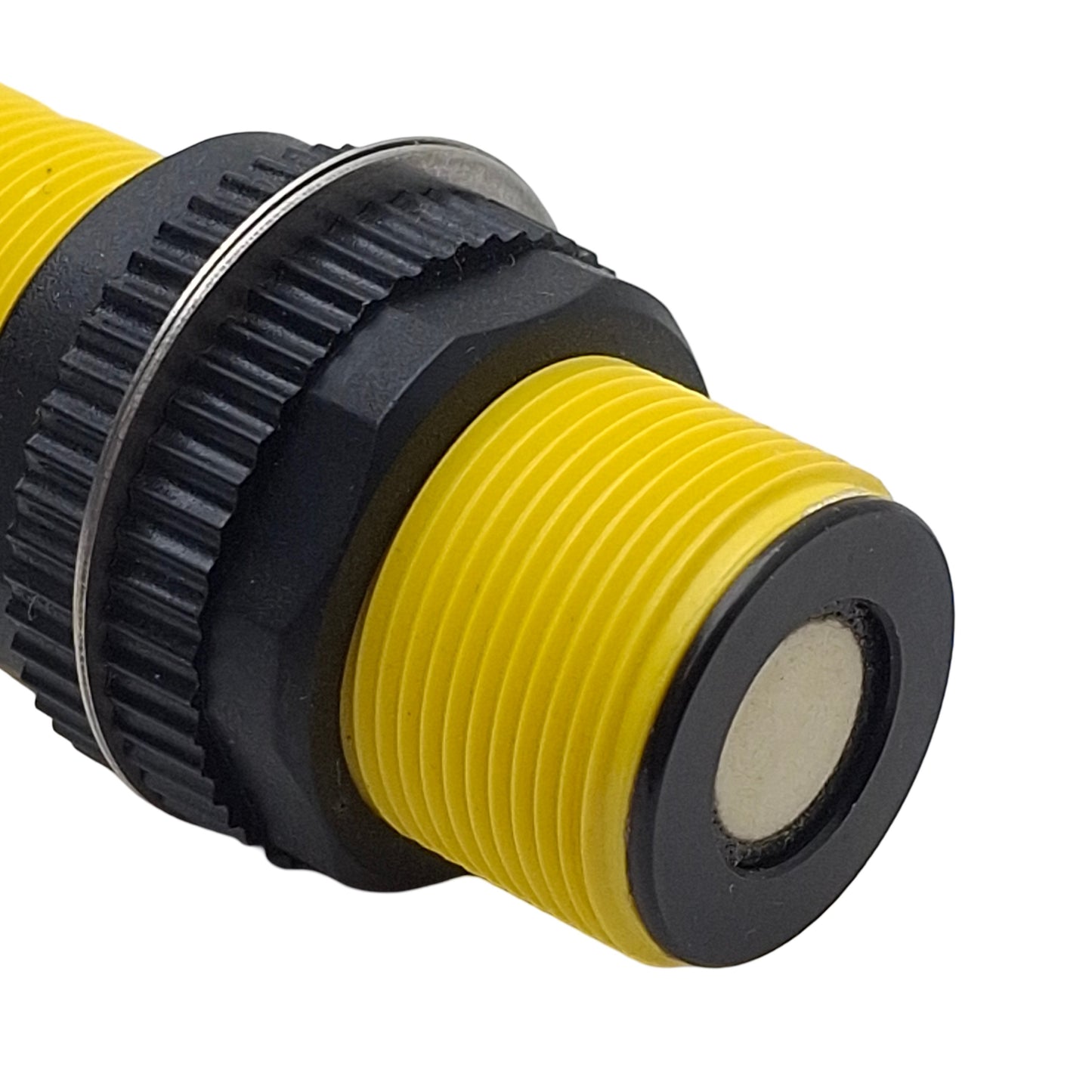 Used Banner S18UIA Ultrasonic Sensor, 30-300mm Range, 10-30VDC, 4-20mA, 5-Wire, 0.5m