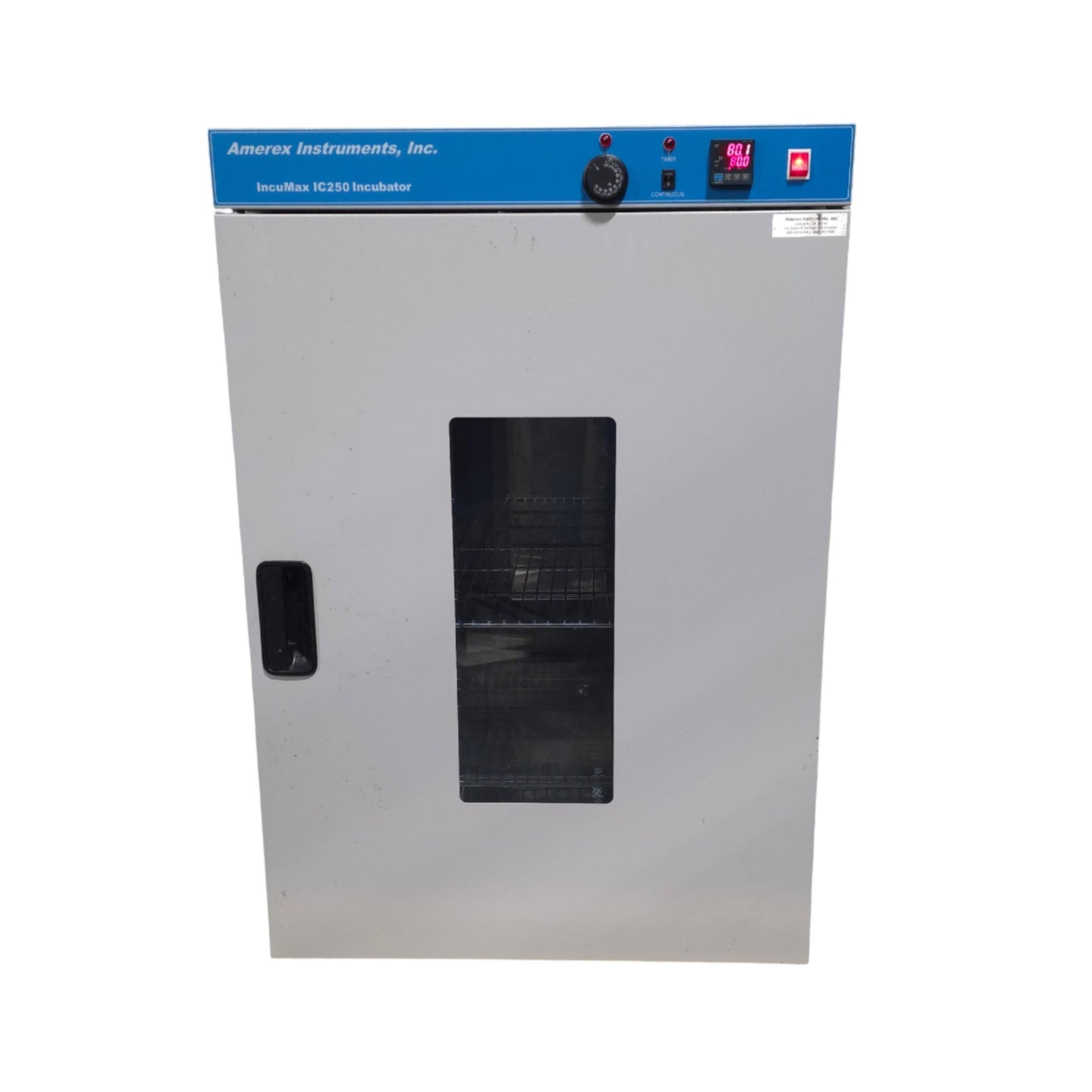 Used Amerex Instruments IC250 IncuMax Incubator 250 Liter, Amb+5°C To 80°C, 120VAC 8A