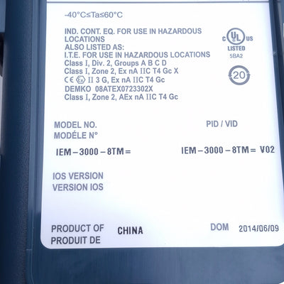 Used Cisco IEM-3000-8TM Expansion Module (8x) Ethernet 10/100 RJ45 Port, DIN Rail