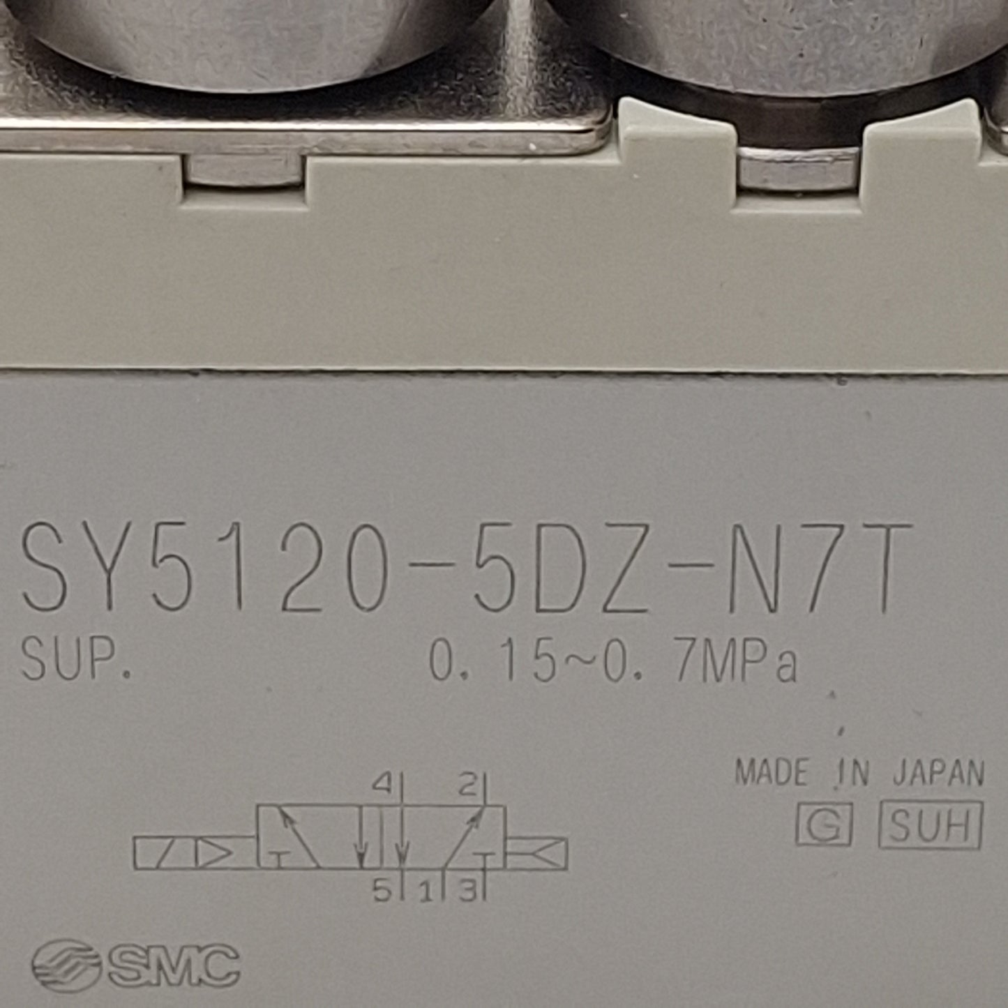 Used SMC SY5120-5DZ-N7T Solenoid Valve, 5/2-Way, 1/4in Tube/NPT, 0.7MPa, 24VDC Coil