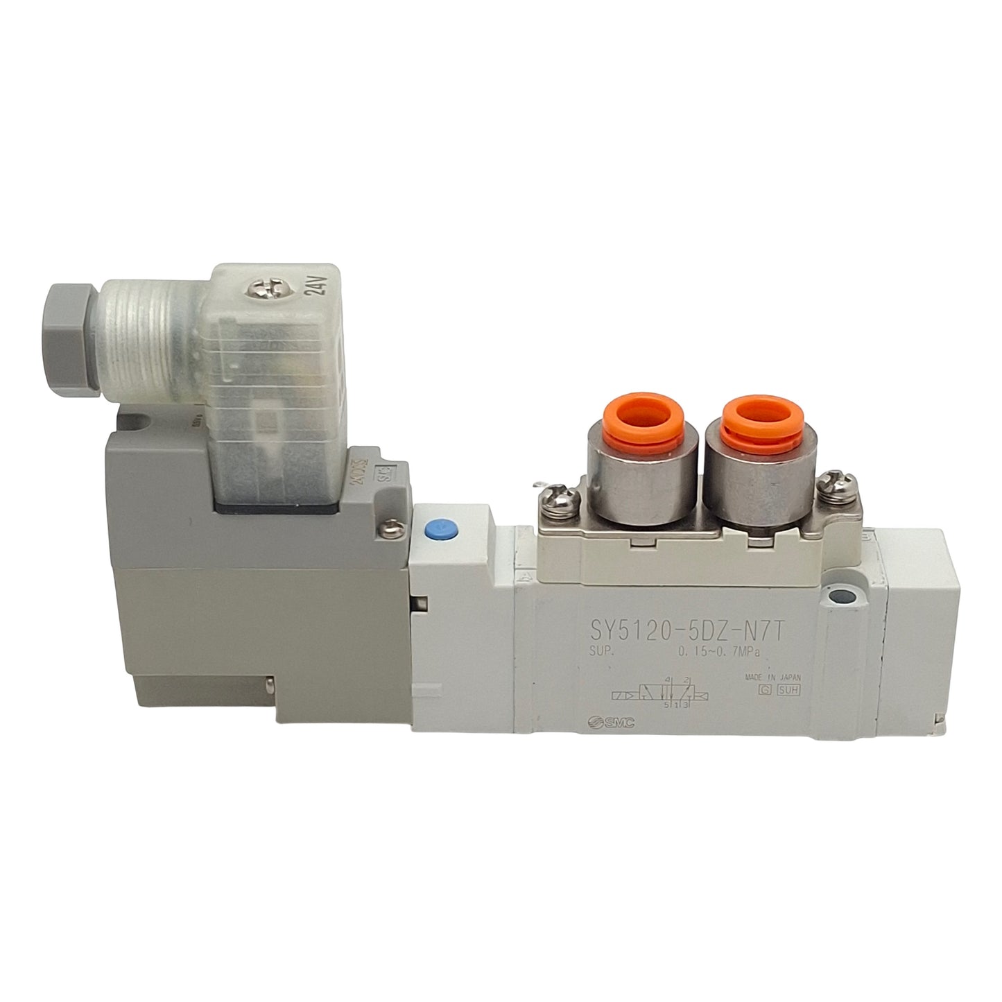 Used SMC SY5120-5DZ-N7T Solenoid Valve, 5/2-Way, 1/4in Tube/NPT, 0.7MPa, 24VDC Coil