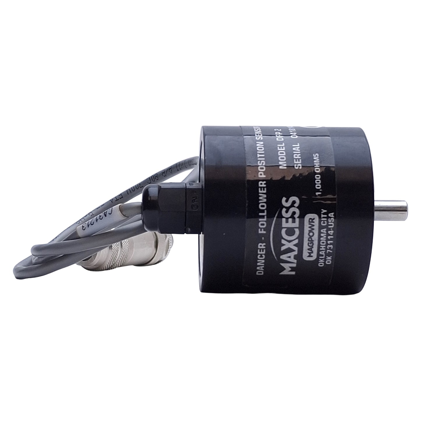 Used Maxcess DFP 2 Dancer/Follower Position Sensor 1k Ohms, ø0.25" Shaft, 5-Pin Male