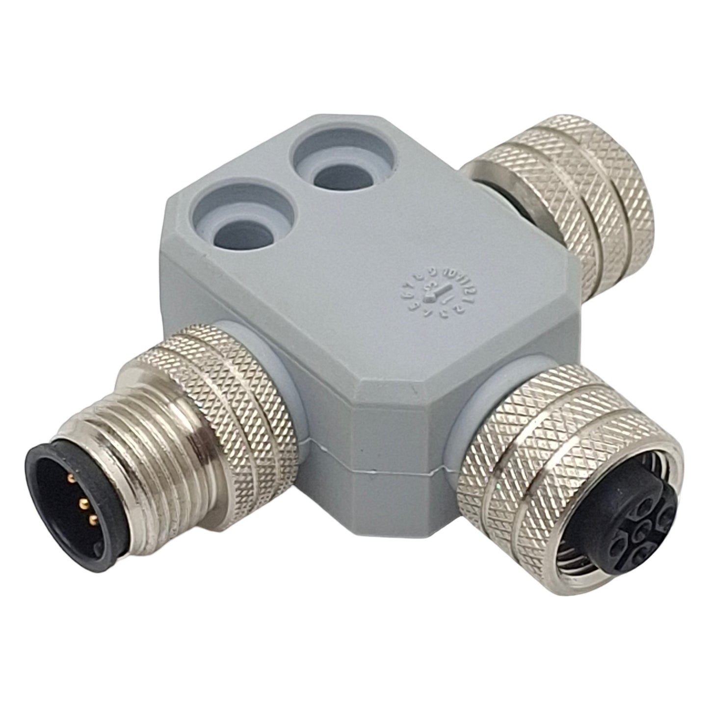 New – Open box Molex 84586-0017 Industrial Tee-Splitter Connector, 5-Pin M12 Male/Female, 4A