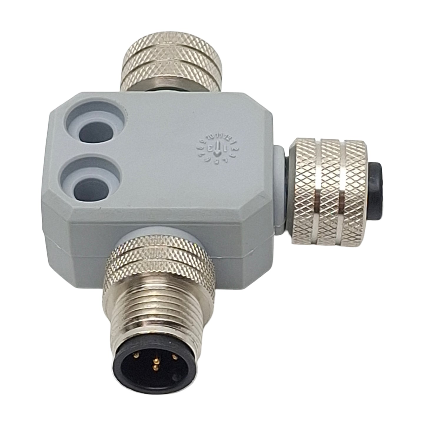 New – Open box Molex 84586-0017 Industrial Tee-Splitter Connector, 5-Pin M12 Male/Female, 4A