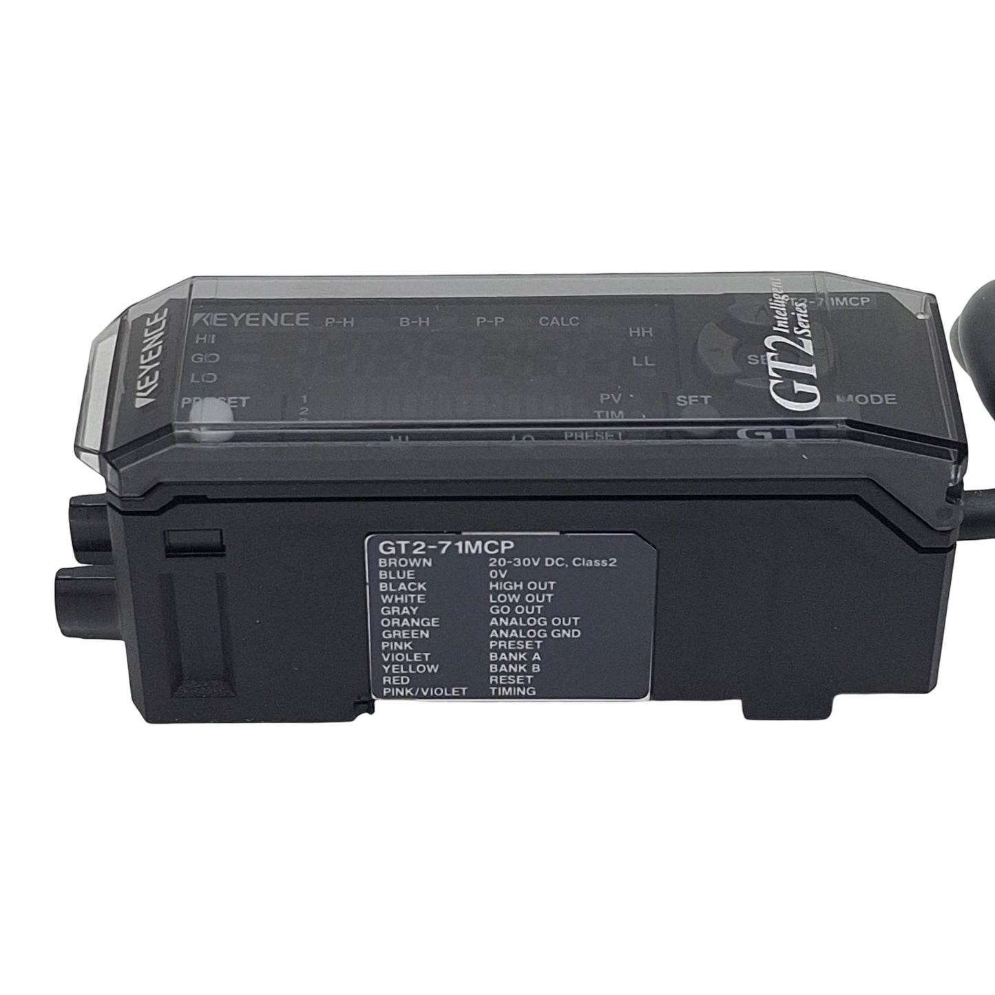 Used Keyence GT2-71MCP Amplifier Unit Sensor, PNP 4-20mA Out, 20-30VDC, GT2-CA2M 0.3m