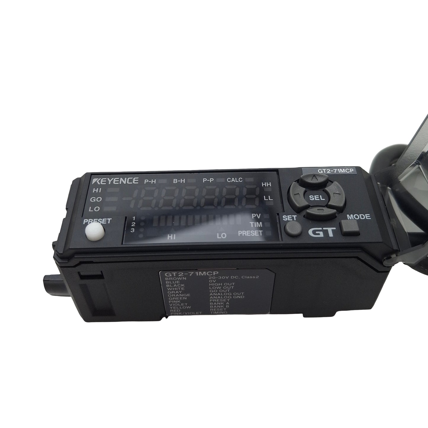 Used Keyence GT2-71MCP Amplifier Unit Sensor, PNP 4-20mA Out, 20-30VDC, GT2-CA2M 0.3m