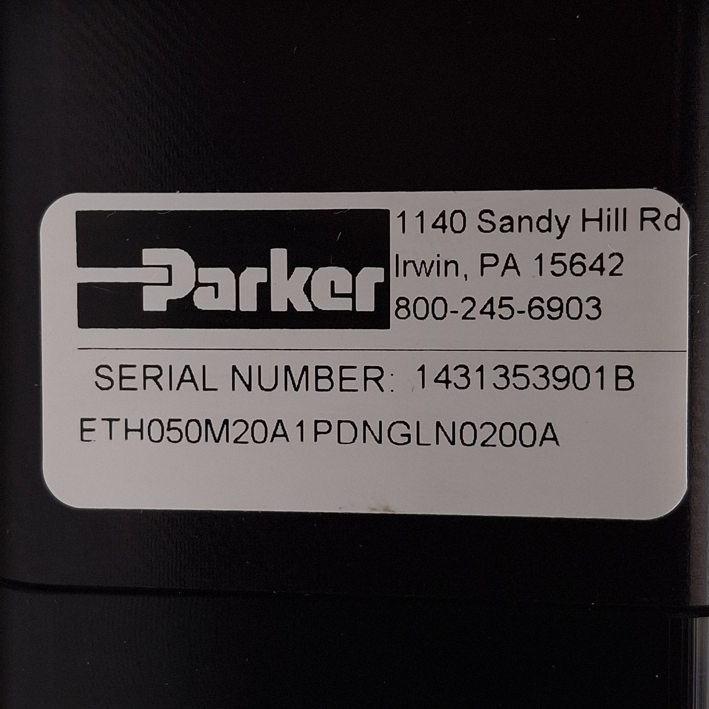 Used Parker ETH050M20A1PDNGLN0200A Electro Cylinder, 20mm Lead, 200mm Stroke, NEMA 34