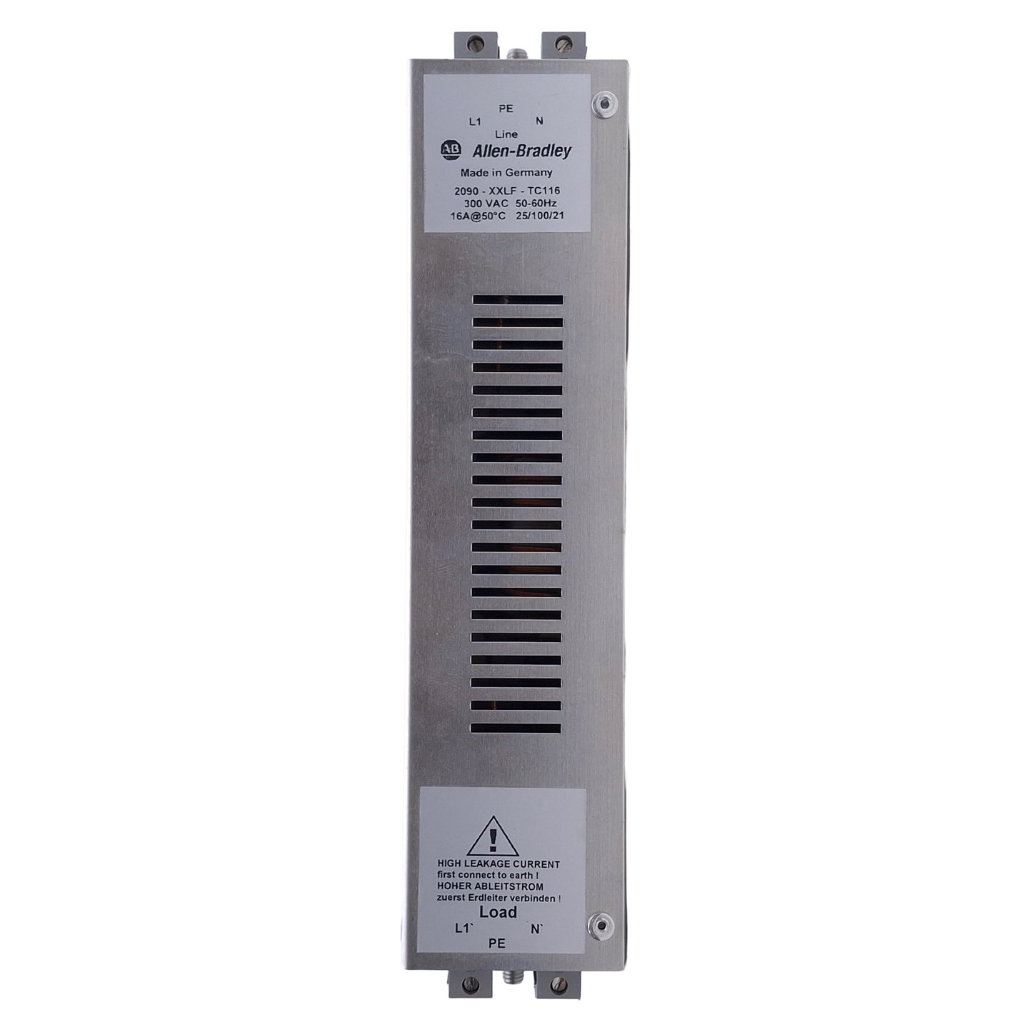 Used Allen Bradley 2090-XXLF-TC116 Kinetix Servo Drive AC RFI Line Filter 300VAC, 16A